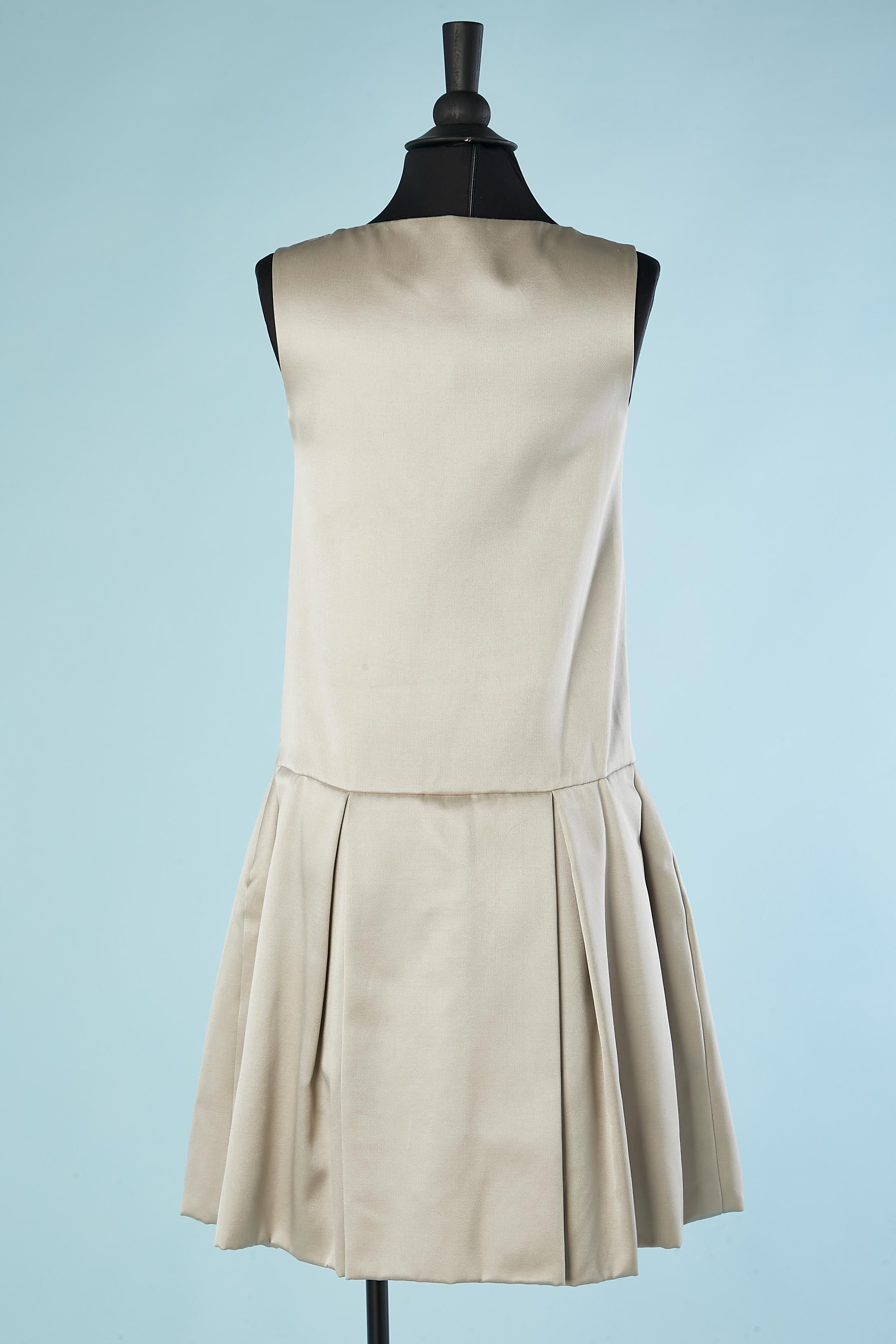 Grey satin cocktail dress with rhinestone Raf Simons for Christian Dior