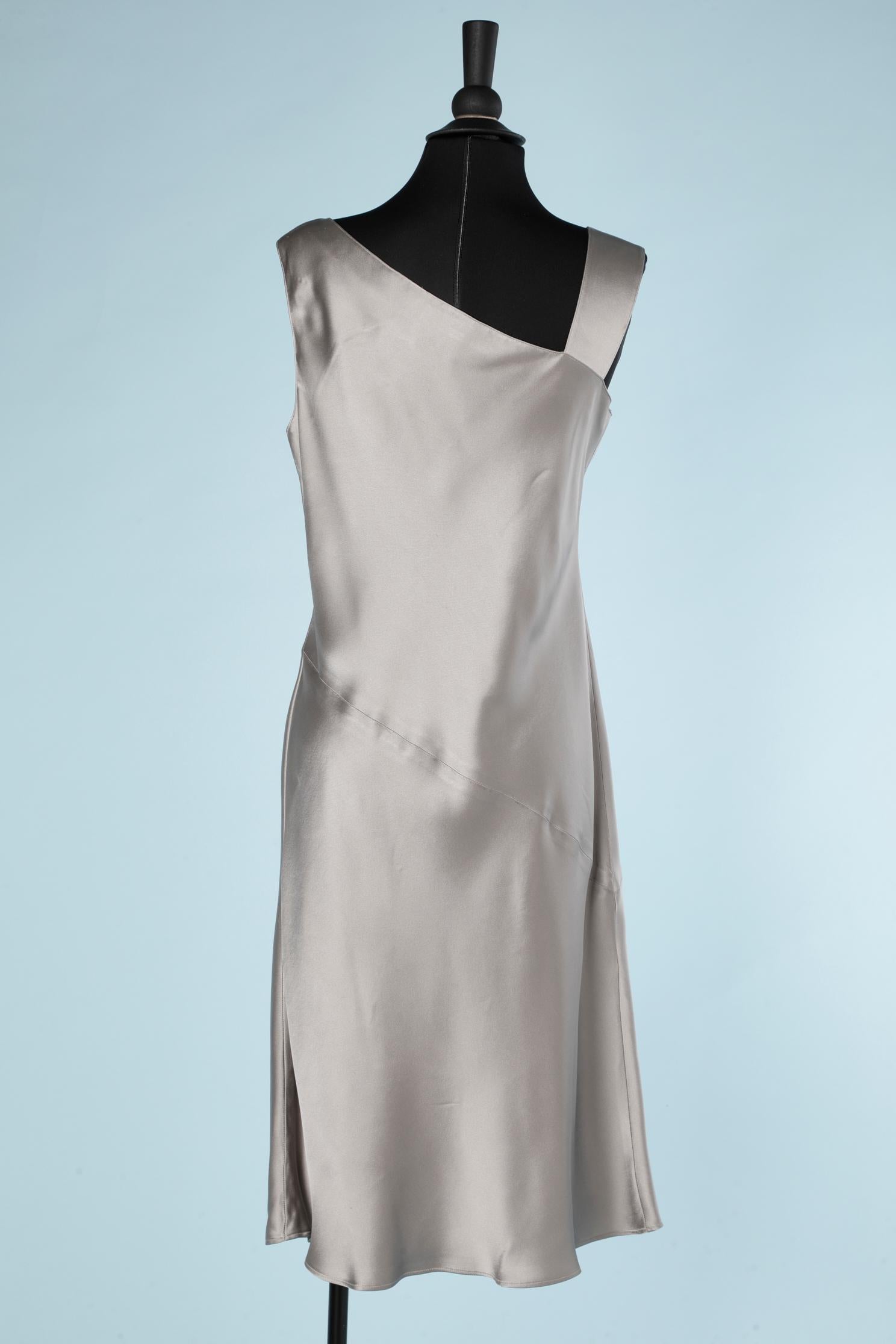 Women's Grey satin sleeveless cocktail dress Emanuel/ Emmanuel Ungaro  For Sale