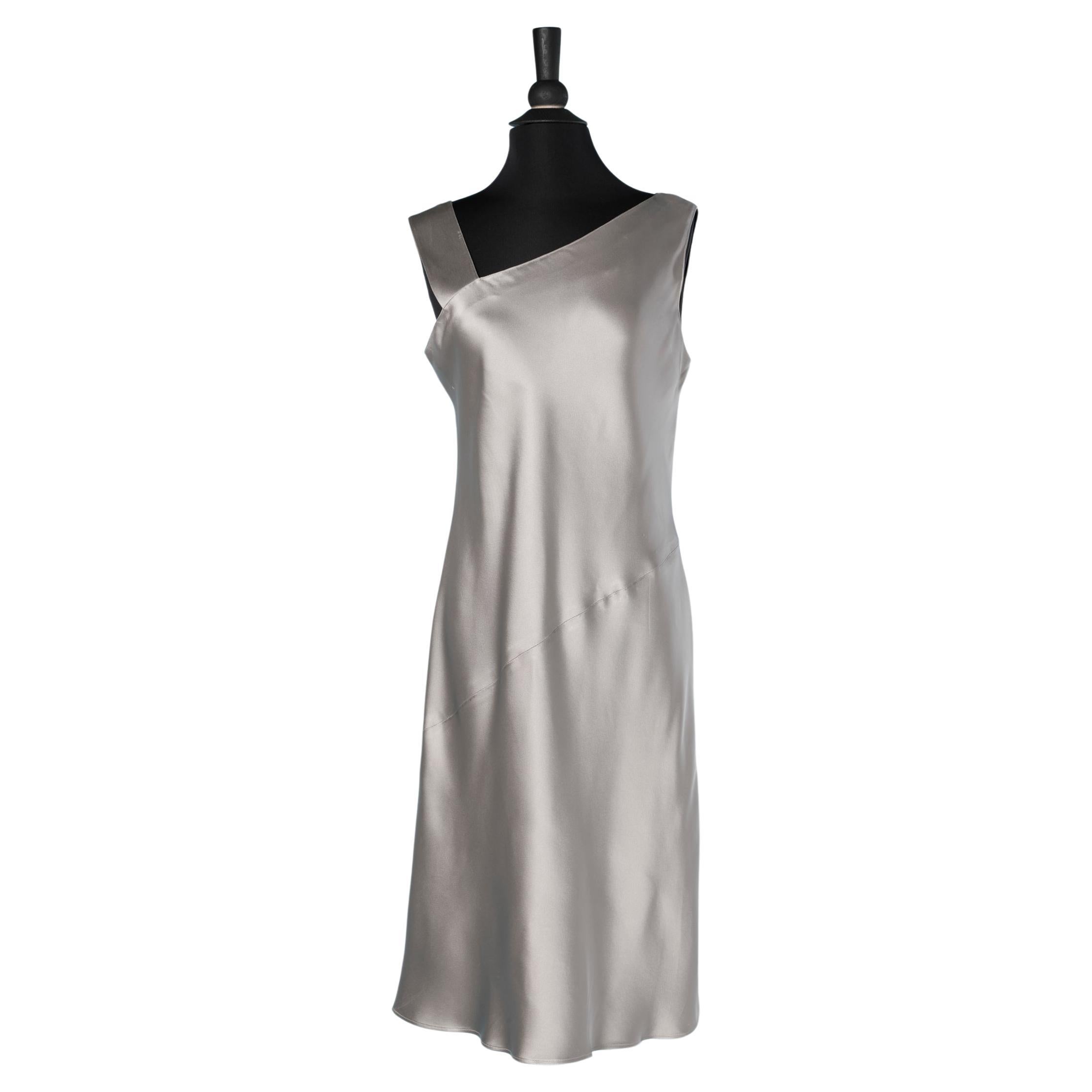 Grey satin sleeveless cocktail dress Emanuel/ Emmanuel Ungaro  For Sale