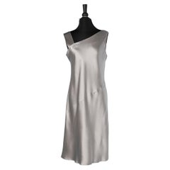 Vintage Grey satin sleeveless cocktail dress Emanuel/ Emmanuel Ungaro 