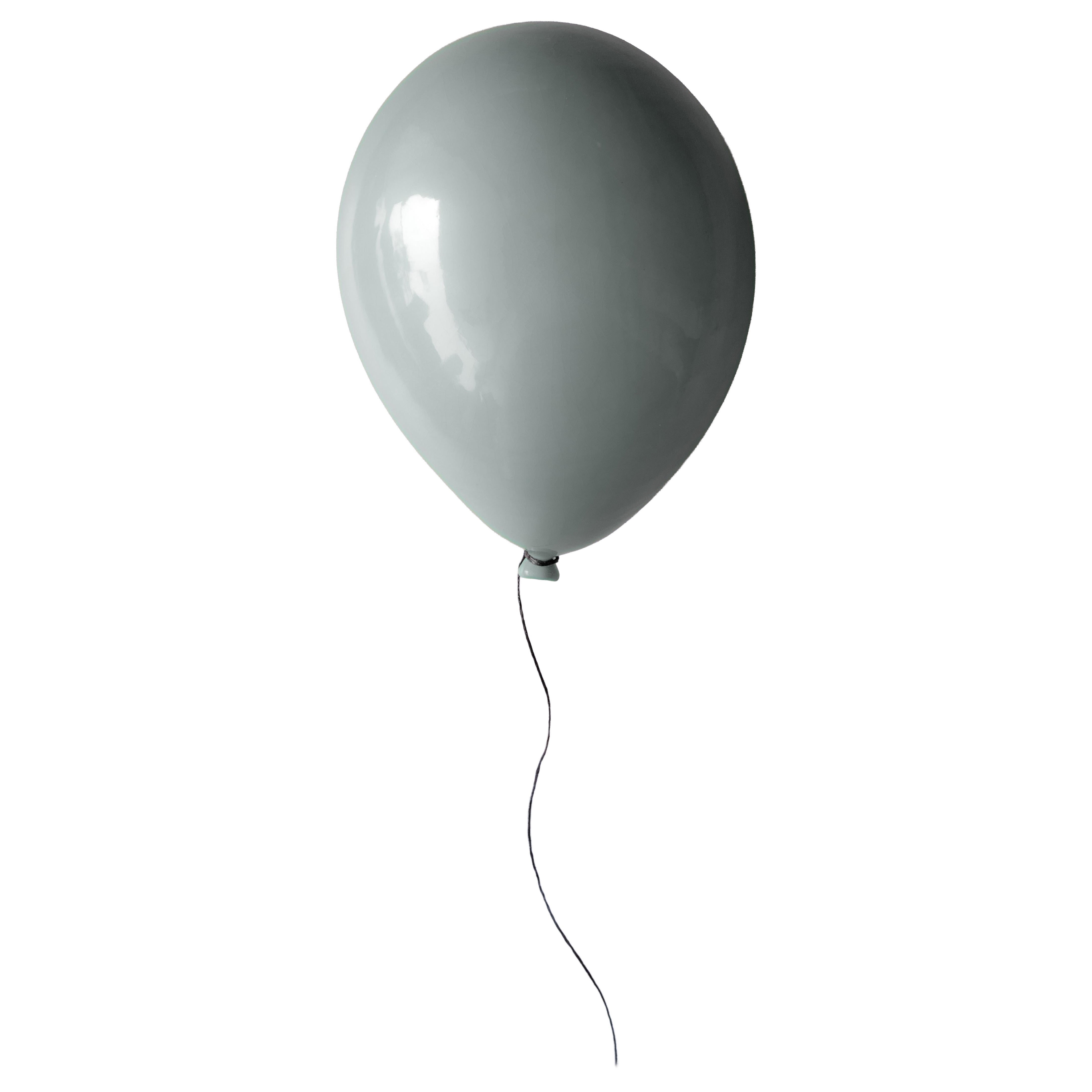 Grey Seabreeze glossy ceramic balloon sculpture, Large size, for wall, ceiling For Sale