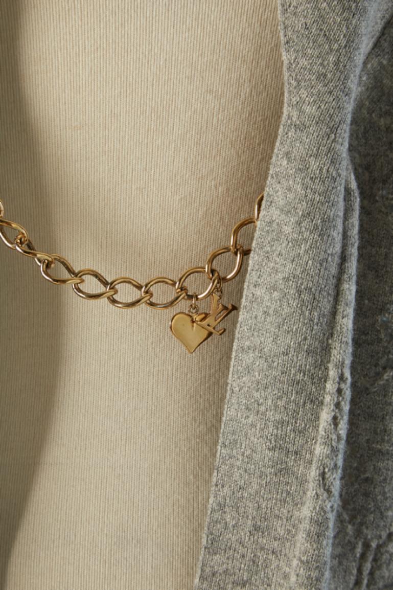 Cardigan gris à transparence en laine et cachemire avec fermeture à chaîne Louis Vuitton Excellent état - En vente à Saint-Ouen-Sur-Seine, FR