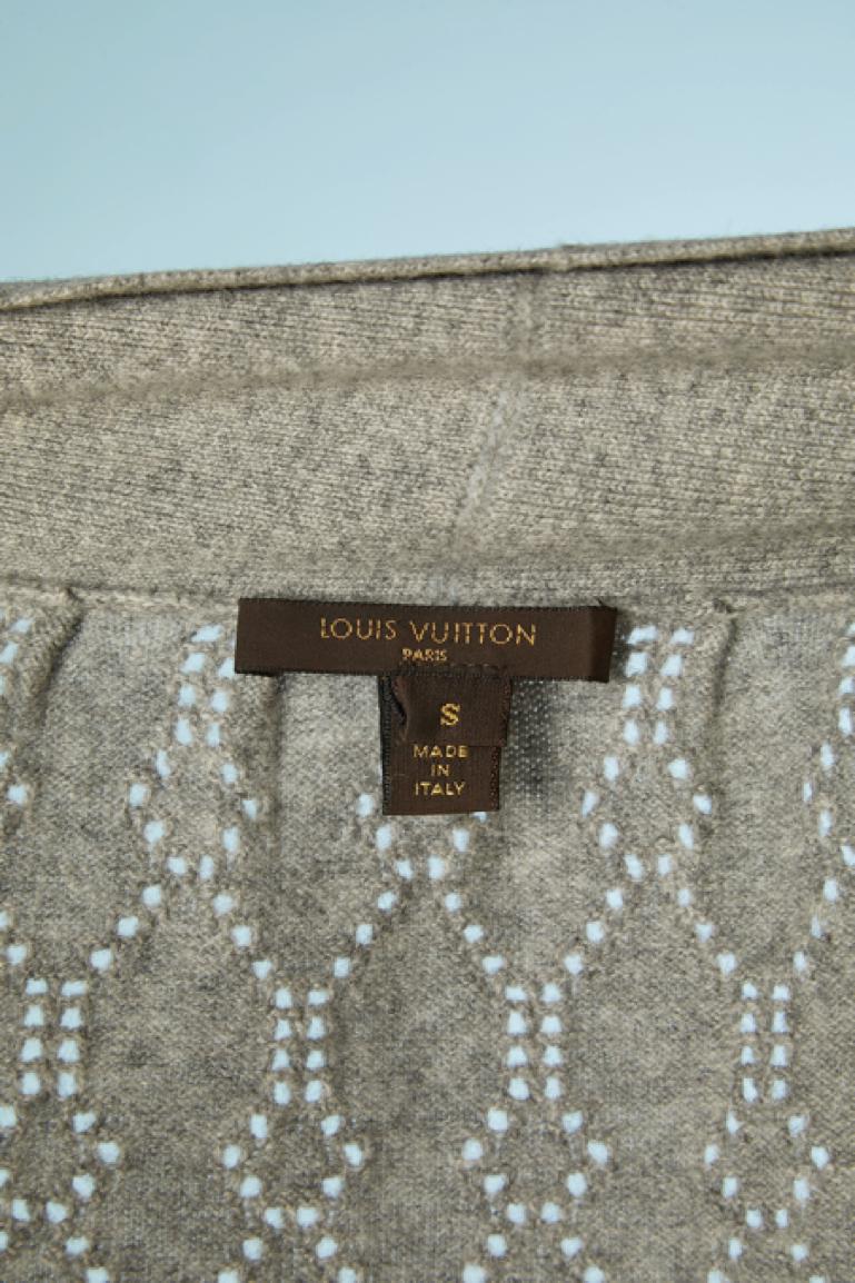 Grey see-through wool and cashmere cardigan with chain closure Louis Vuitton  For Sale 1