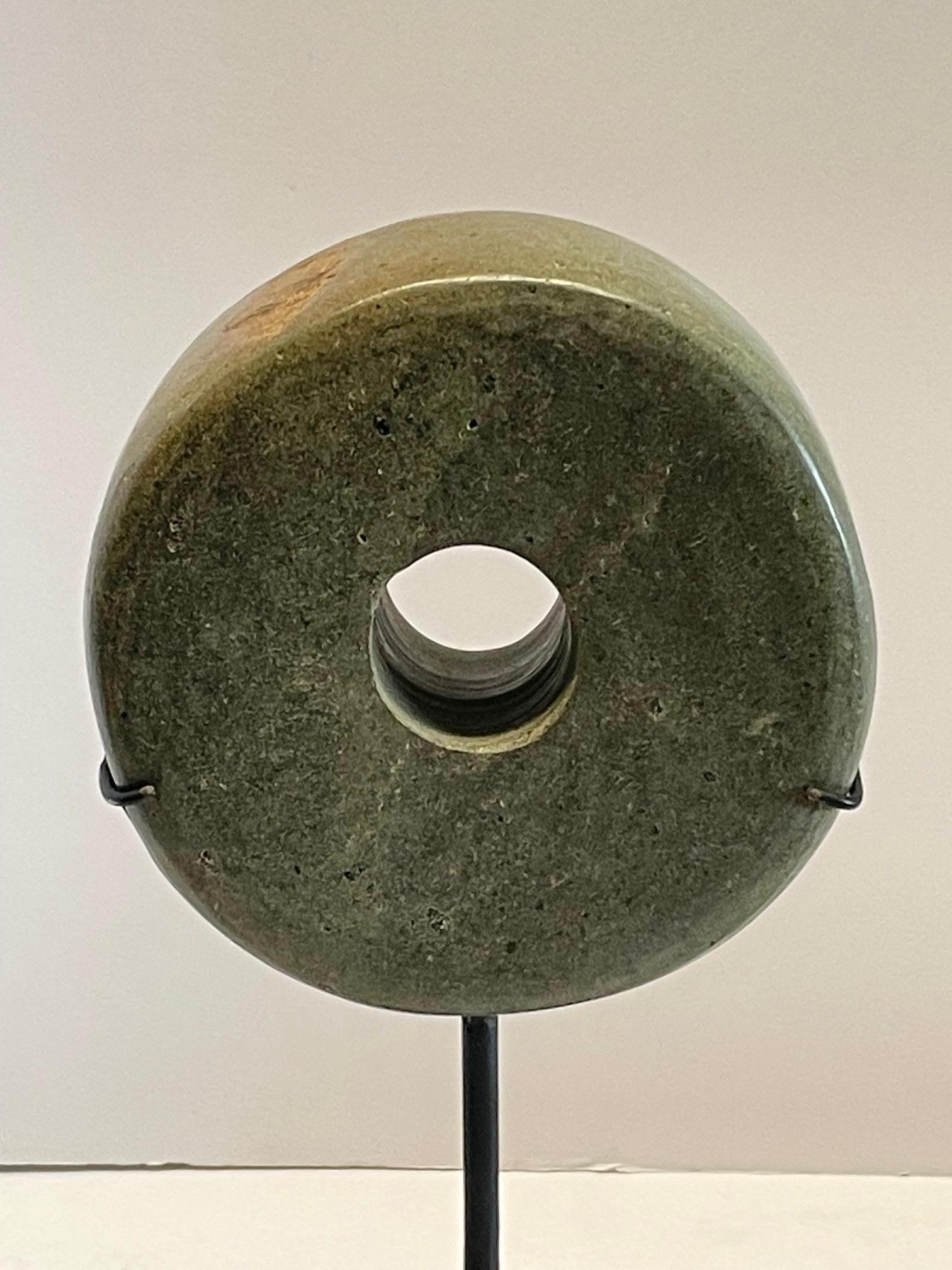 Grey Set Of Two Thick Stone Discs On Stands, China, Contemporary For Sale 2