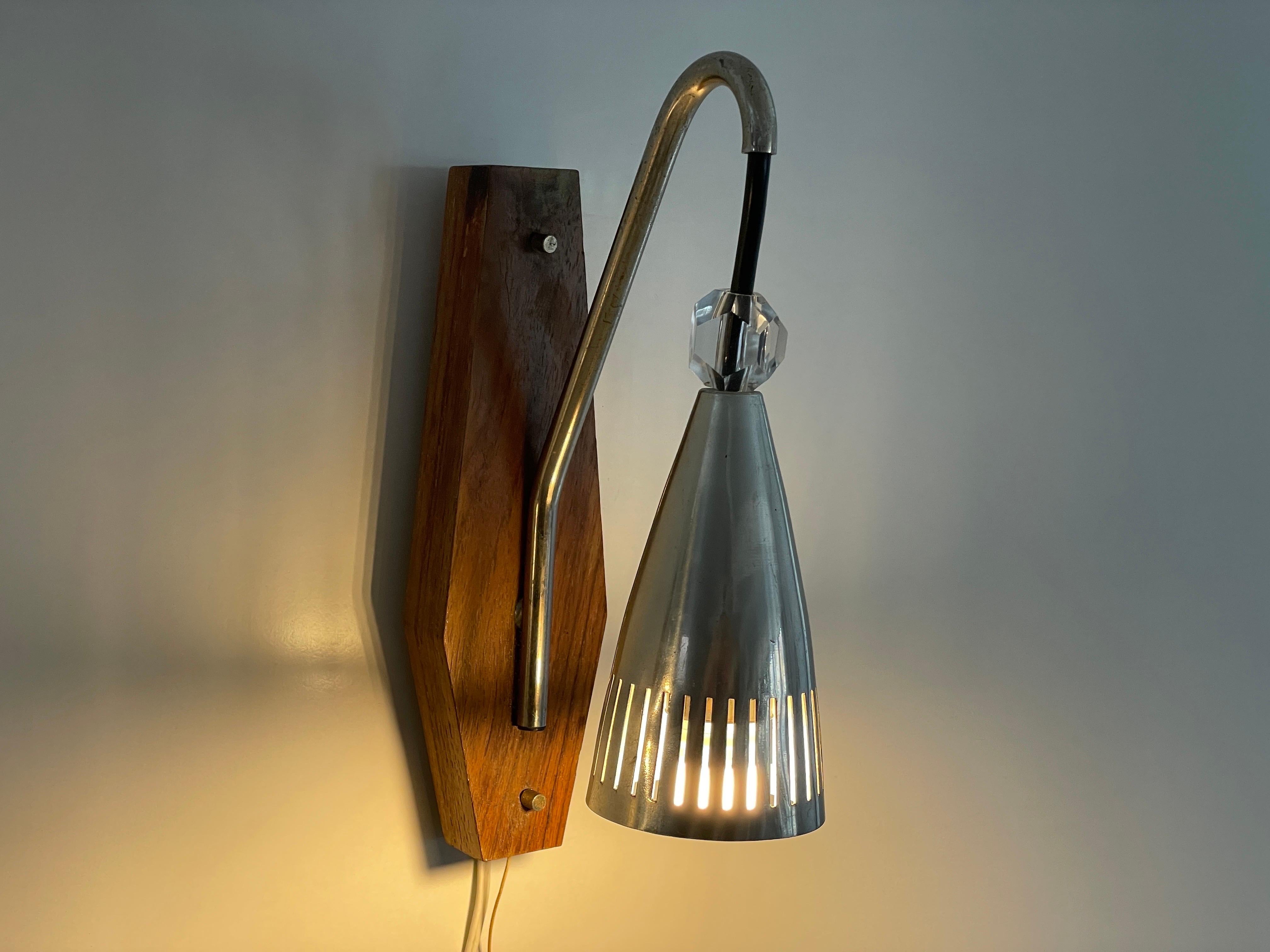 Grey Shade Danish Sconces with Wood Base, 1960s, Denmark For Sale 9