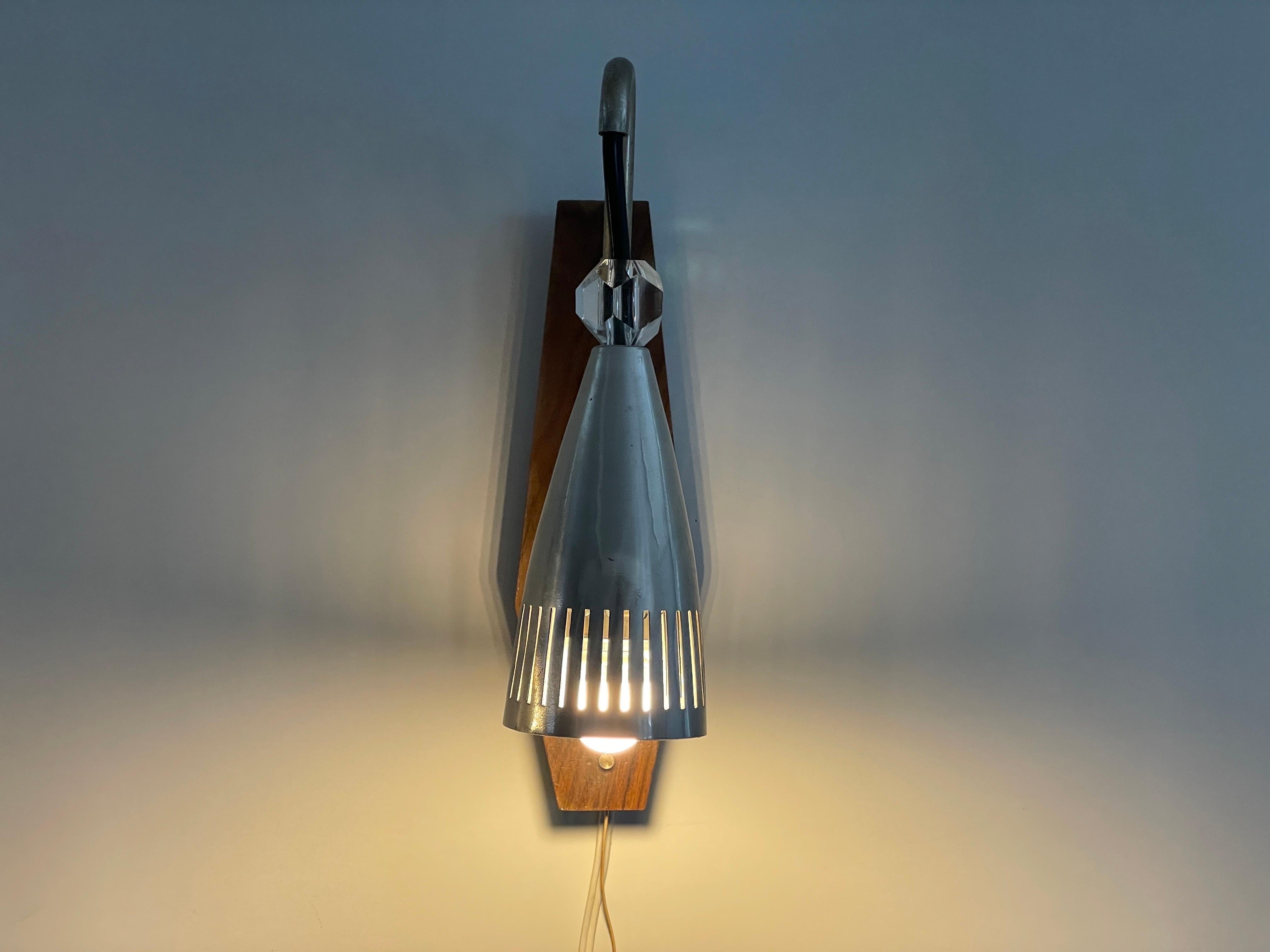 Grey Shade Danish Sconces with Wood Base, 1960s, Denmark For Sale 10