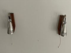 Grey Shade Danish Sconces with Wood Base, 1960s, Denmark