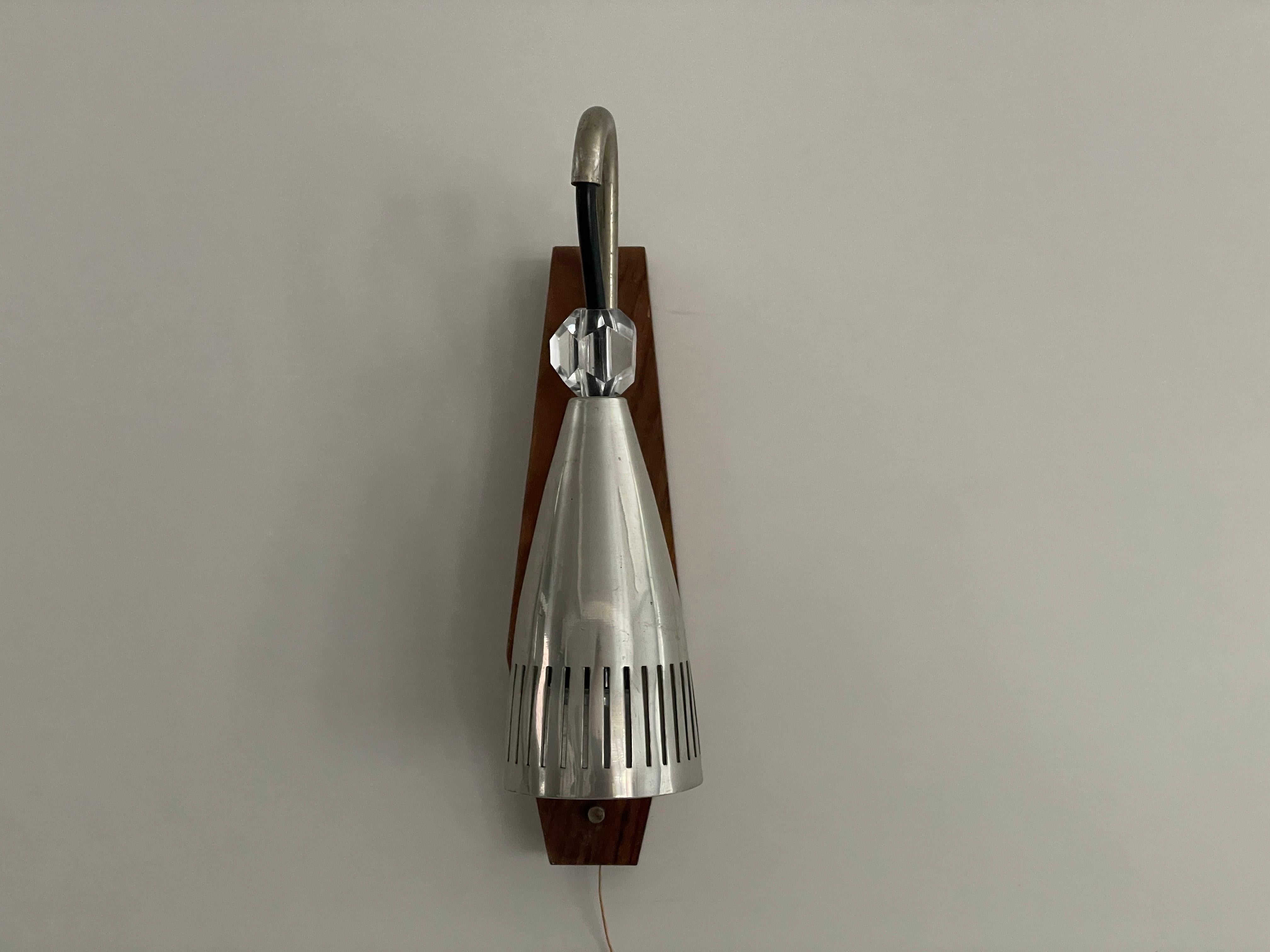 Mid-20th Century Grey Shade Danish Sconces with Wood Base, 1960s, Denmark For Sale