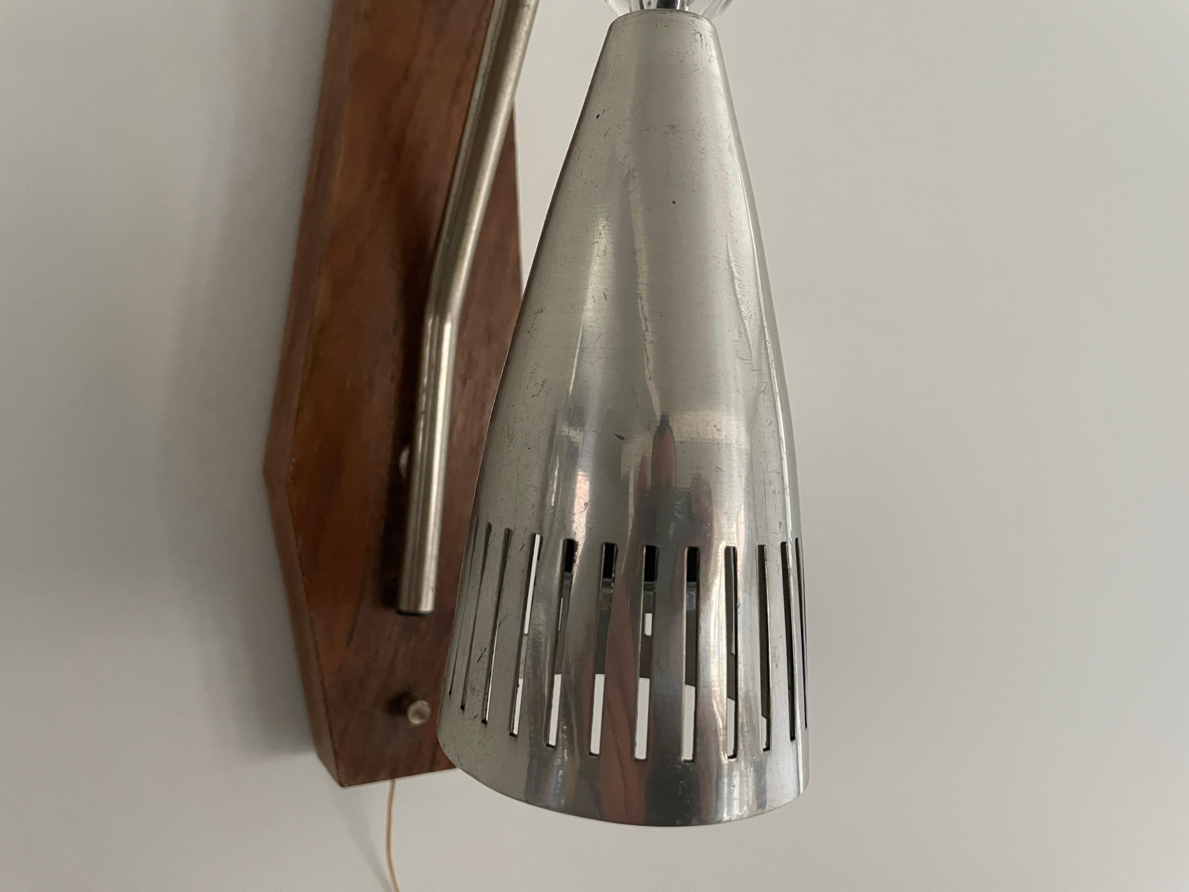 Grey Shade Danish Sconces with Wood Base, 1960s, Denmark For Sale 2