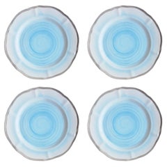 Grey Shade Hand-Painted Ceramic Dinner Plate - Set of 4 - Made in Italy