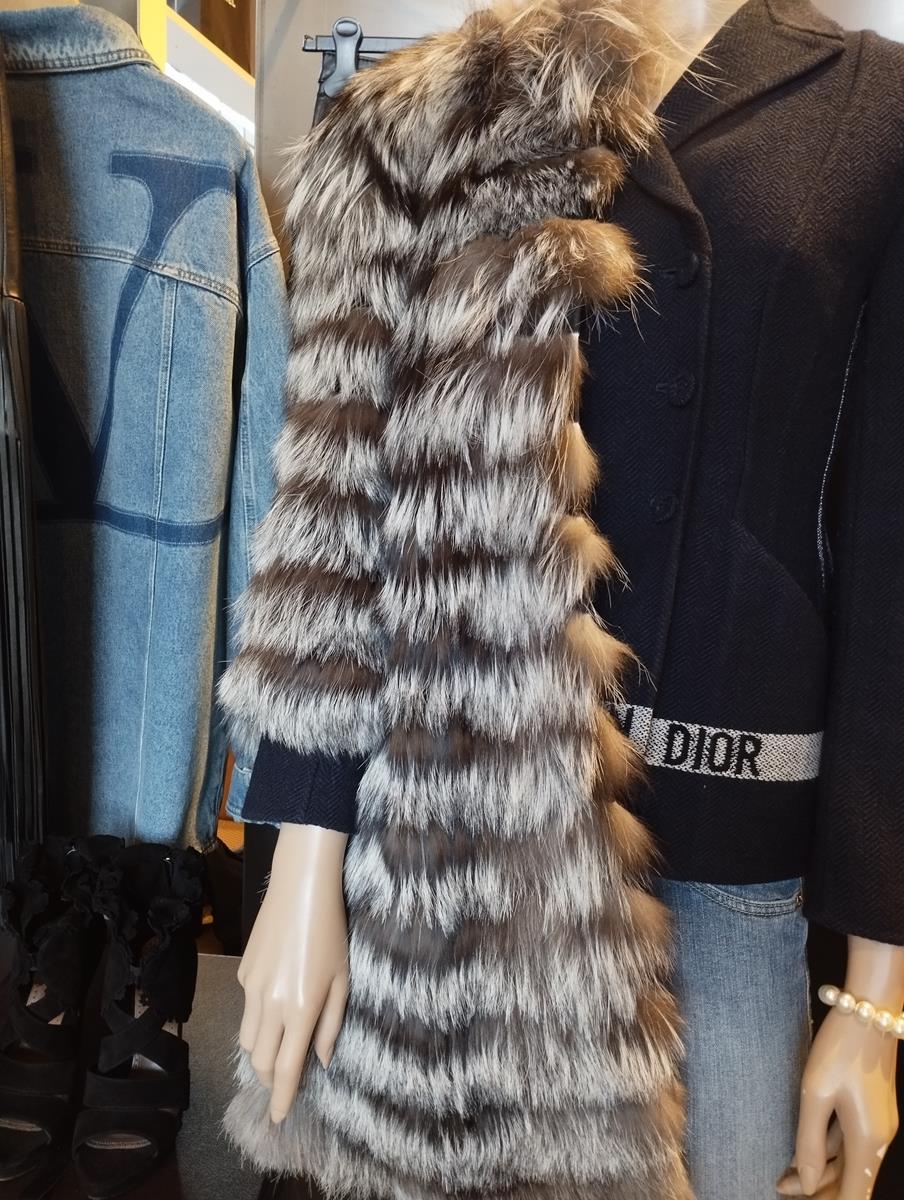 Gray Grey Shaded Murmansky Fur Coat M For Sale