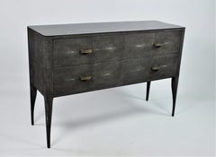 Grey Shagreen Chest of Drawers with Black Stone Marquetry by Ginger Brown