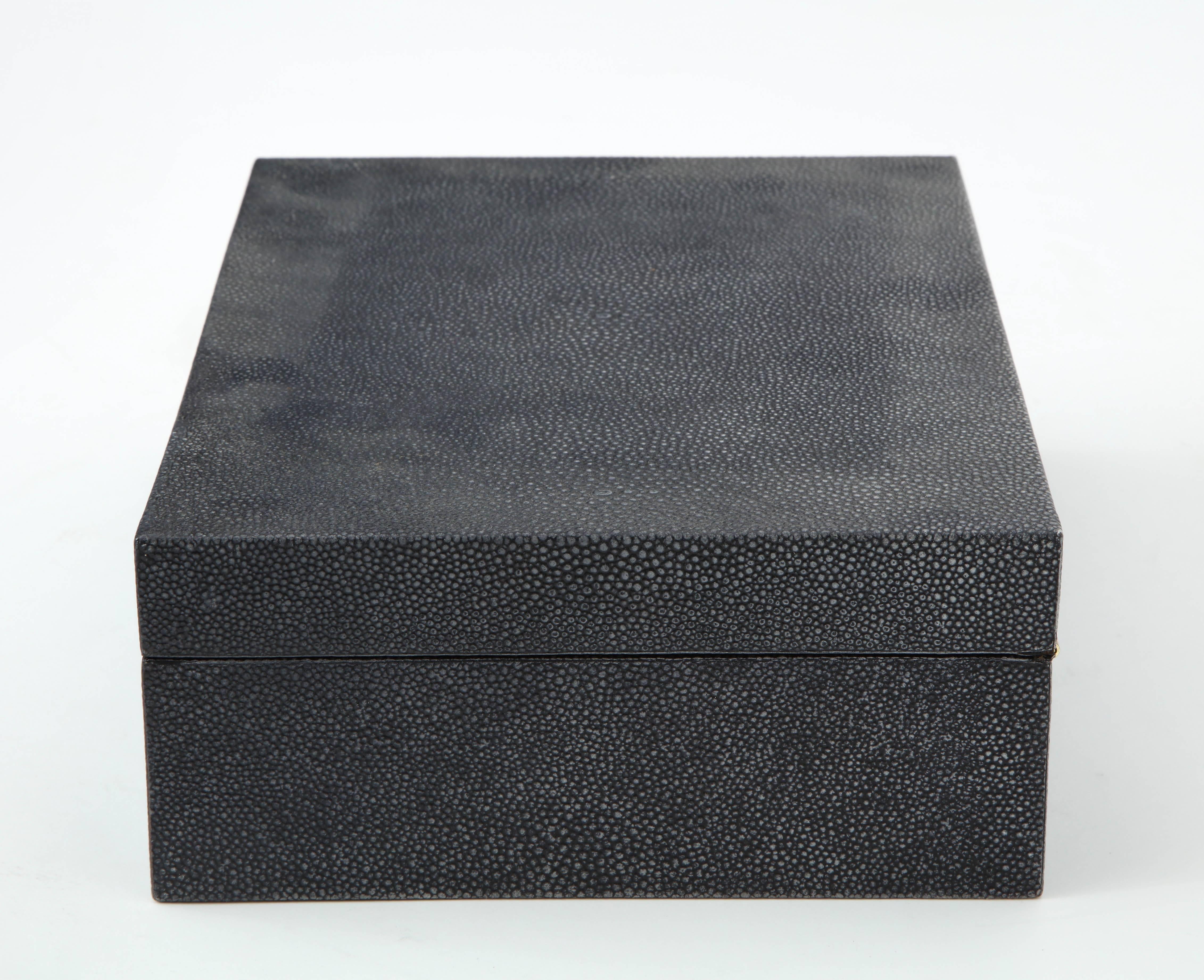 Modern Grey Shagreen Hinged Keepsake Box