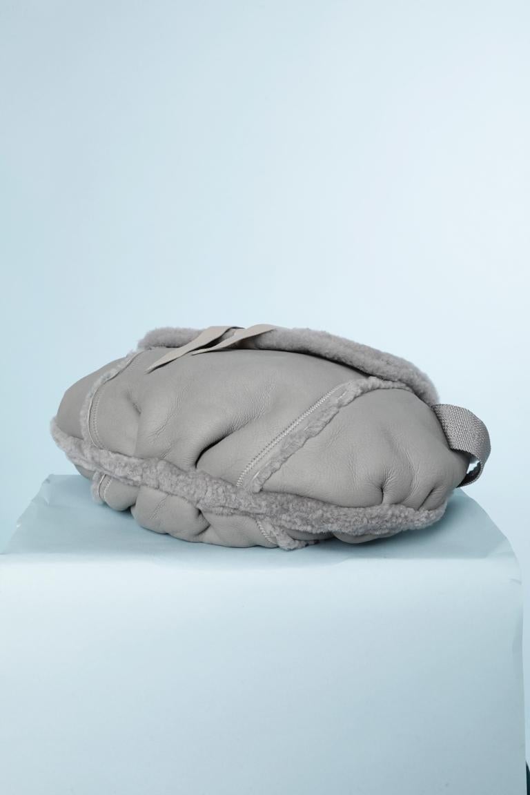 Gray Grey shearling shoulder bag Nina Ricci  For Sale