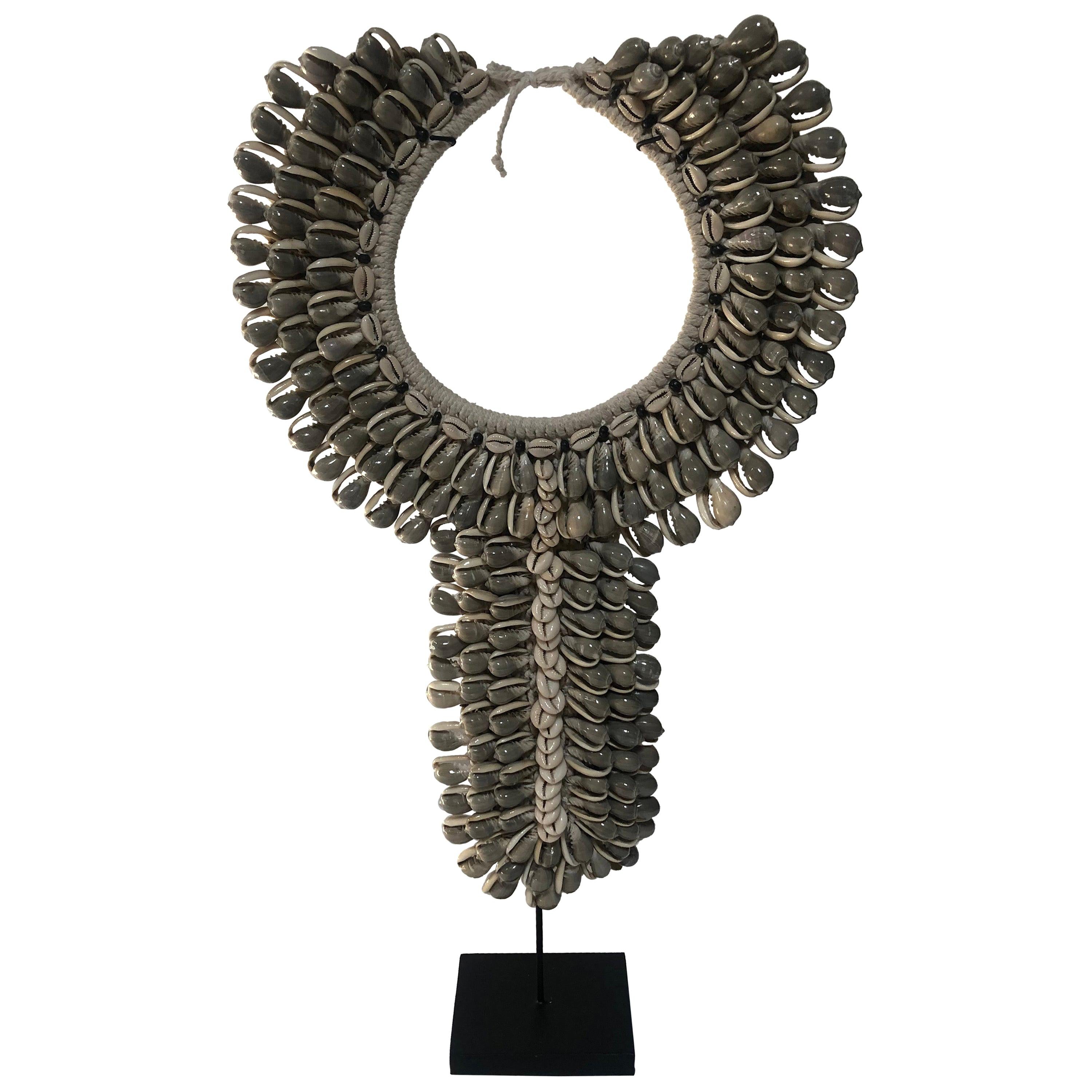 Grey Shell Necklace on Stand