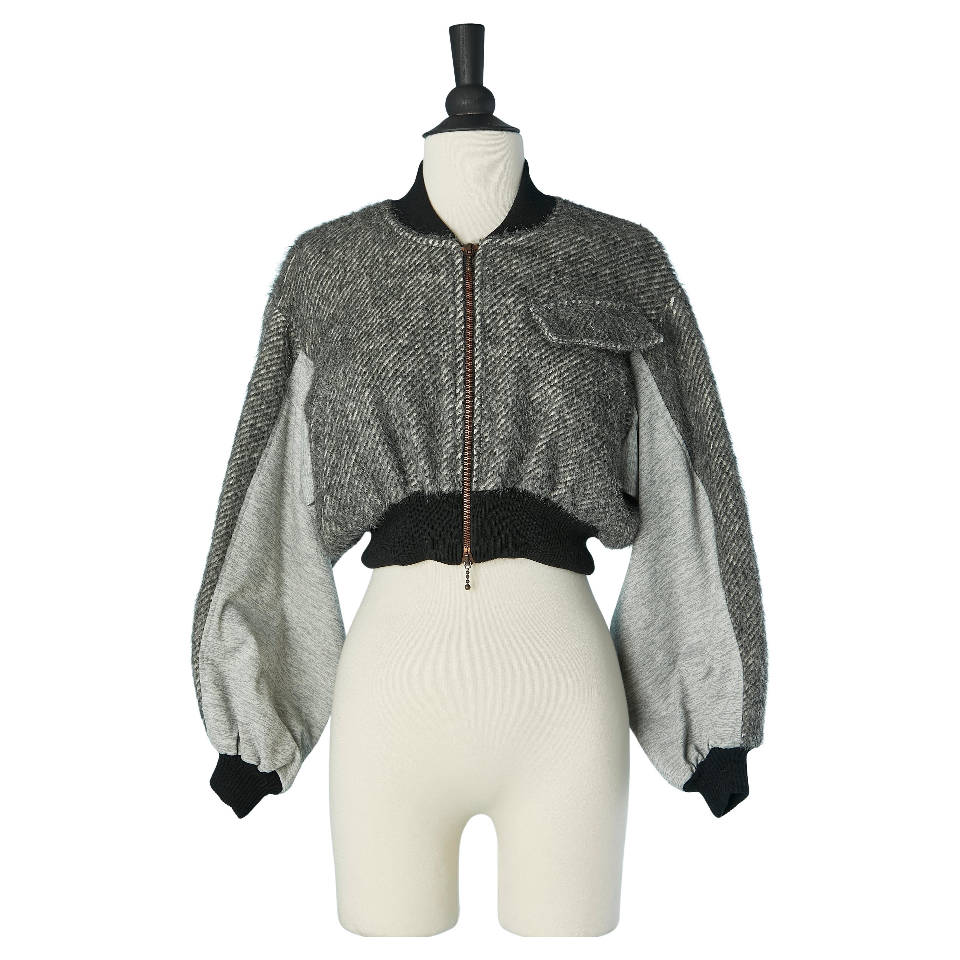 Veste courte grise en bi-matière Paolo Errico