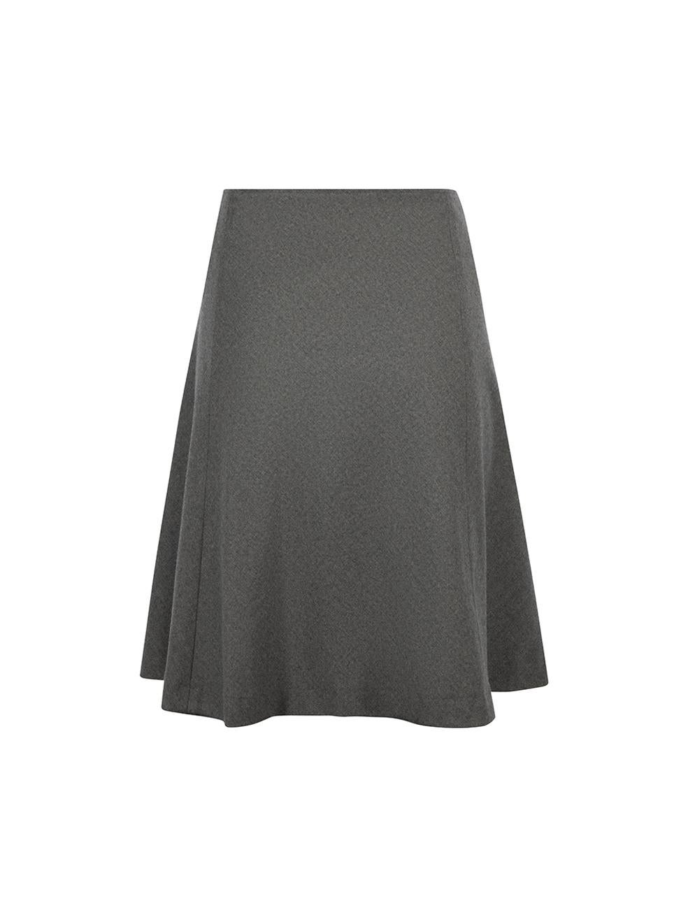 Grey Silk A-Line Mini Skirt Size L In Good Condition For Sale In London, GB