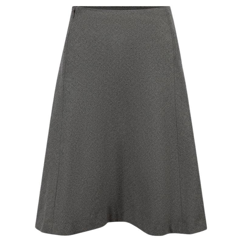 Grey Silk A-Line Mini Skirt Size L For Sale