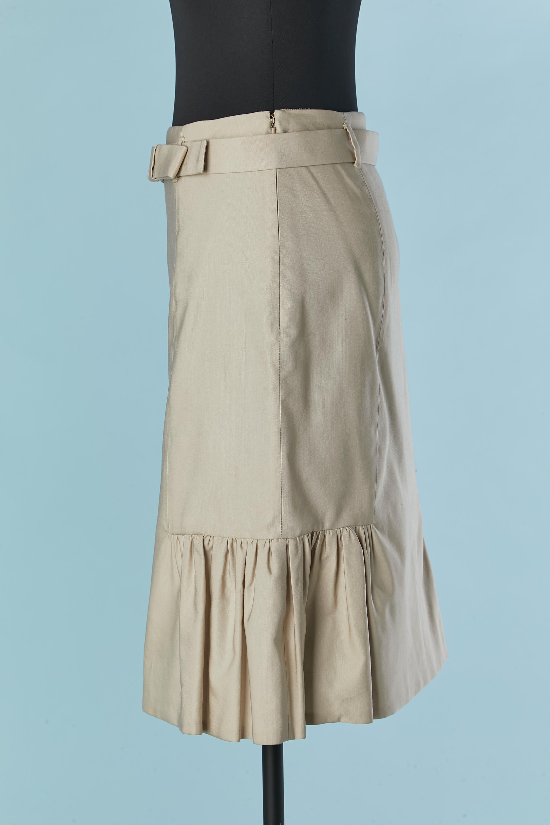 Women's Grey silk and wool skirt with ruffles edge Prada  For Sale
