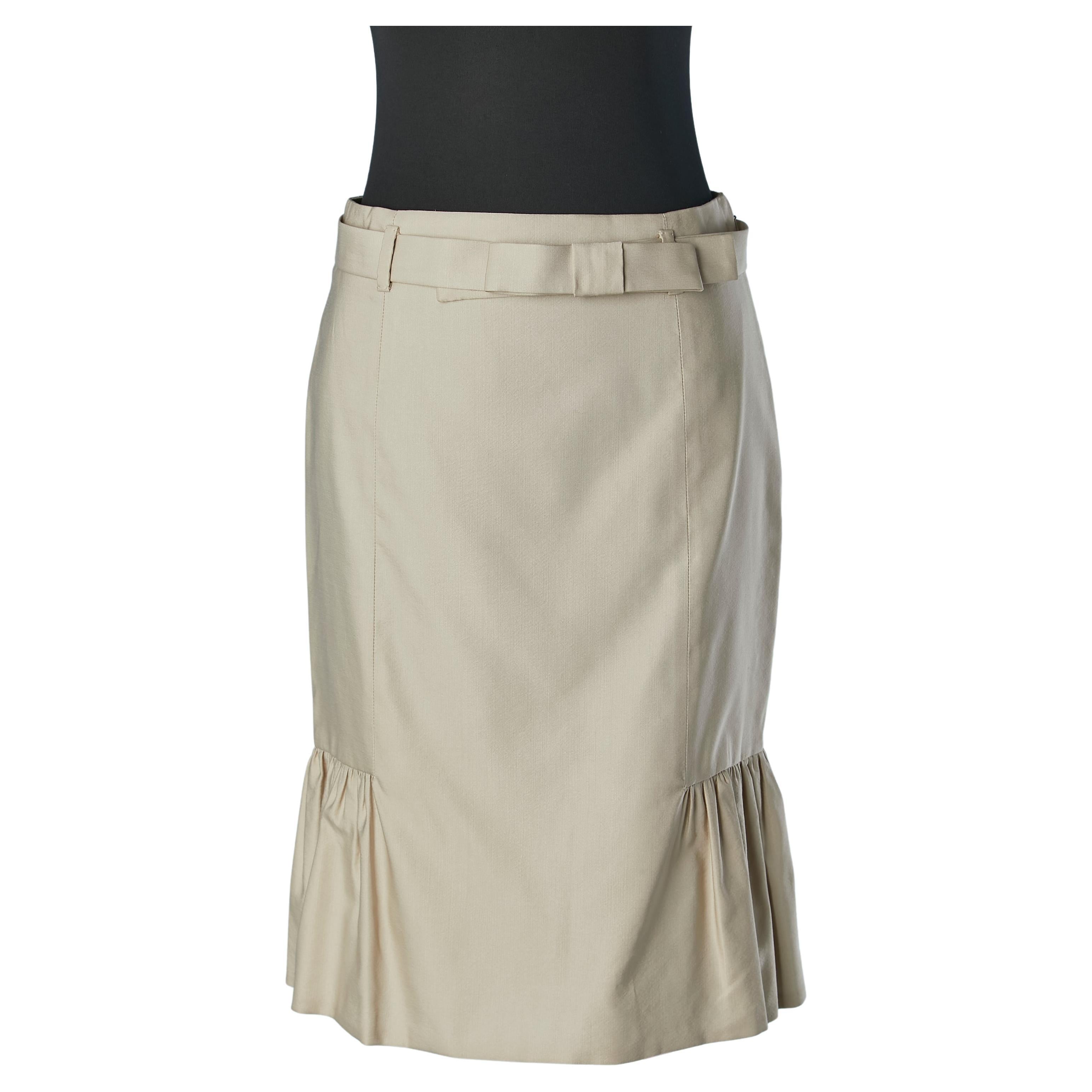 Grey silk and wool skirt with ruffles edge Prada  For Sale