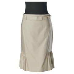 Grey silk and wool skirt with ruffles edge Prada 