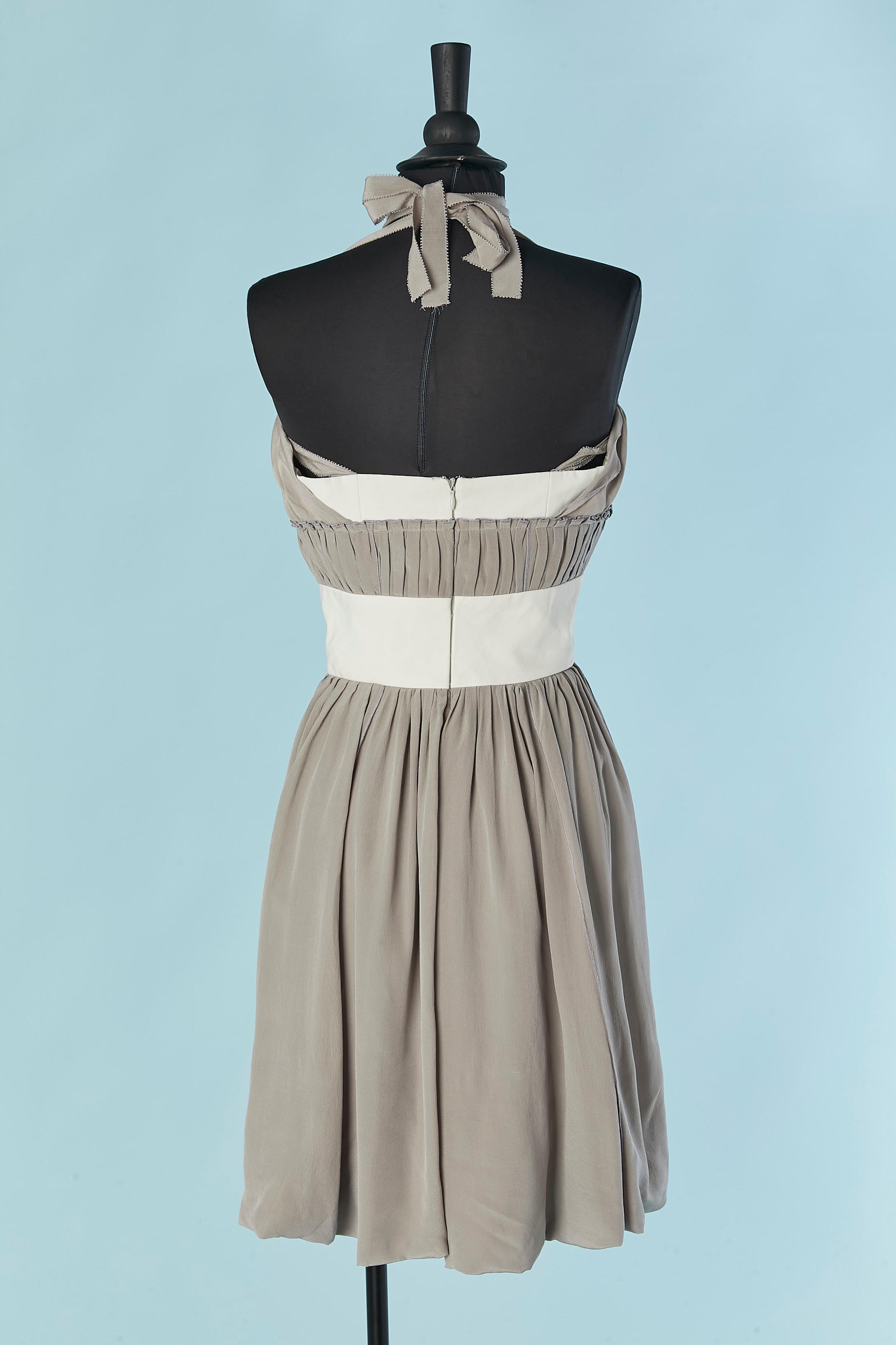 De las mujeres Vestido bustier de gasa de seda gris CAROLINA HERRERA en venta