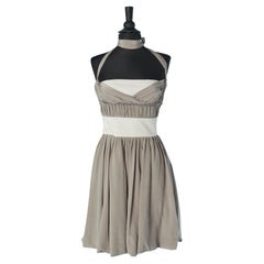 Vestido bustier de gasa de seda gris CAROLINA HERRERA
