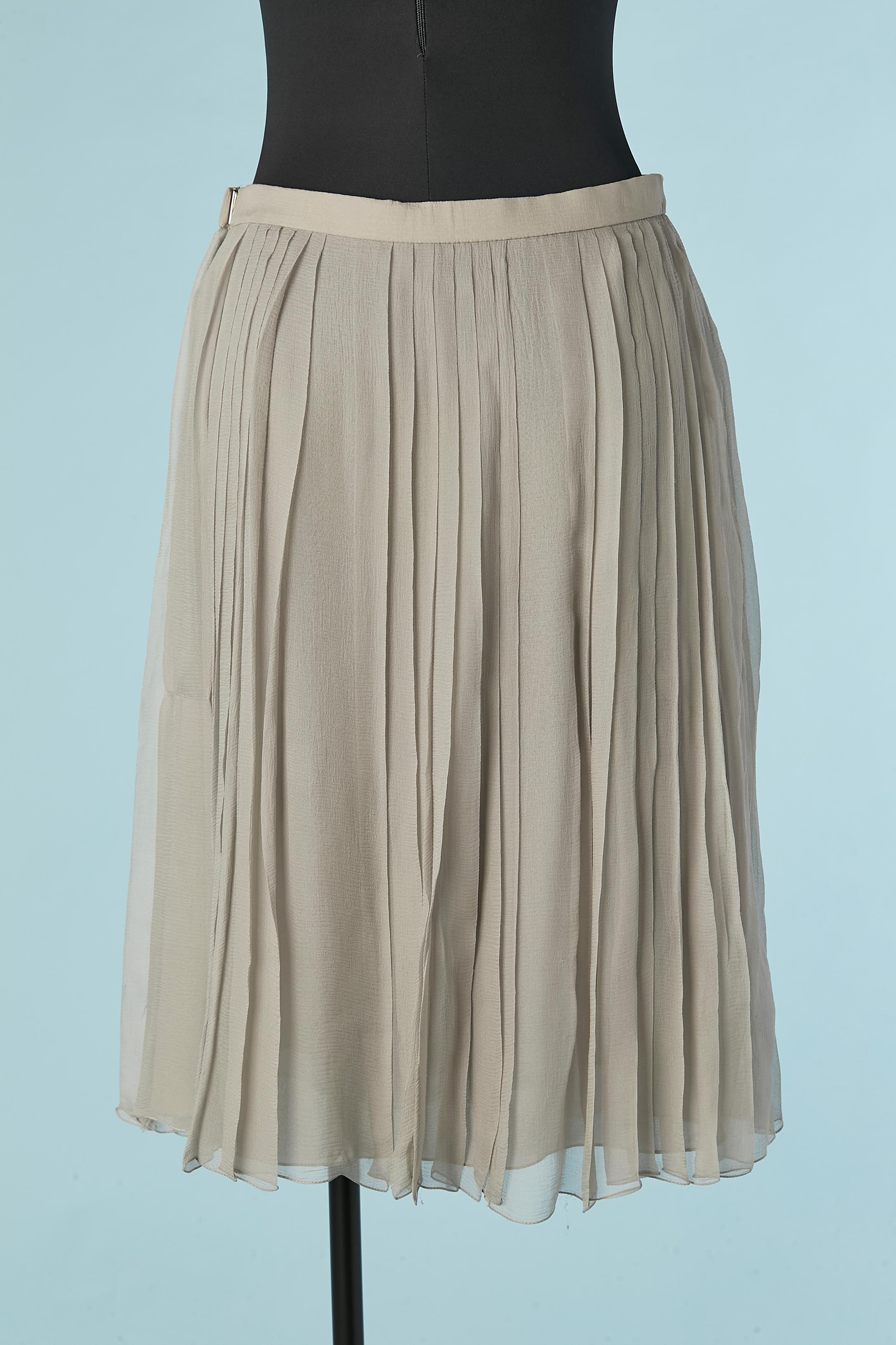 Jupe plissée en mousseline de soie grise CHRISTIAN DIOR Bon état - En vente à Saint-Ouen-Sur-Seine, FR