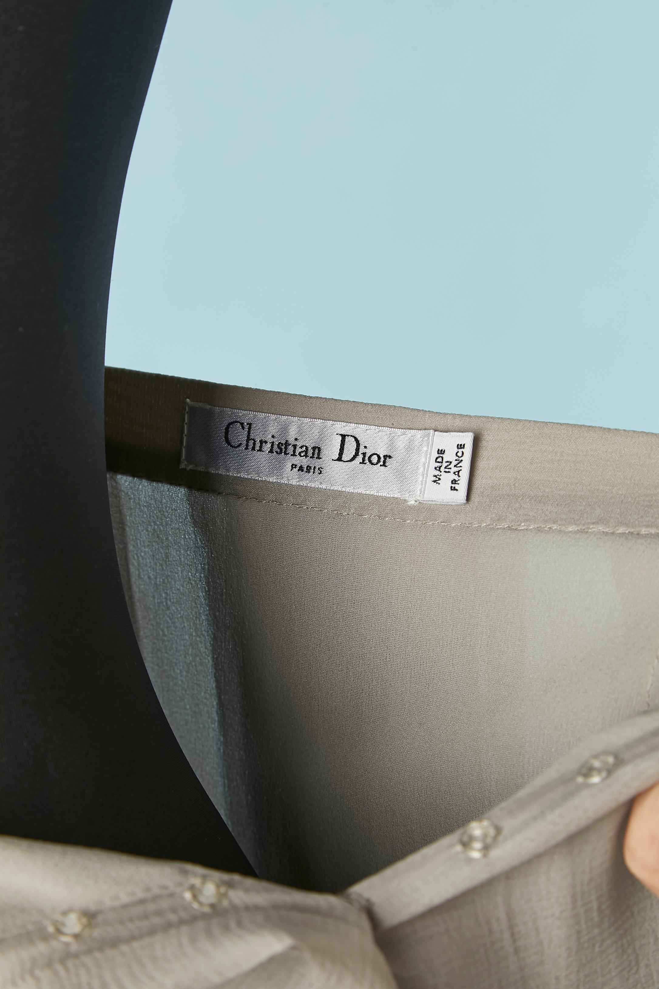 Jupe plissée en mousseline de soie grise CHRISTIAN DIOR Pour femmes en vente