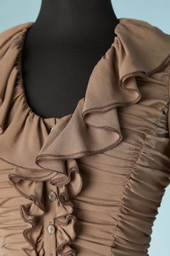 Grey silk draped shirt wit ruffle front Just Cavalli