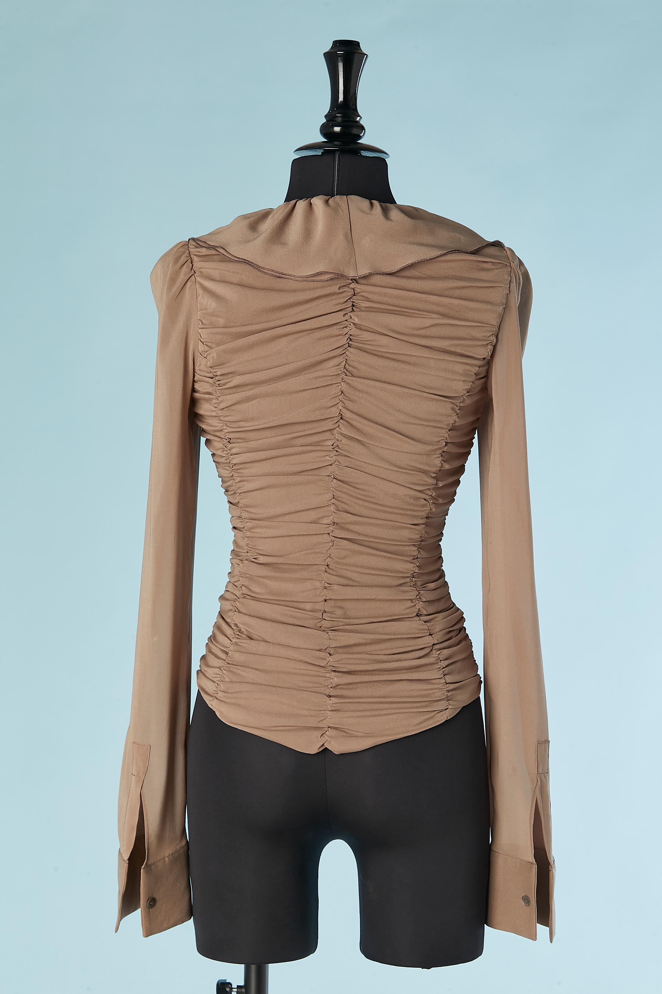 Women's Grey silk draped shirt wit ruffle front Just Cavalli  For Sale