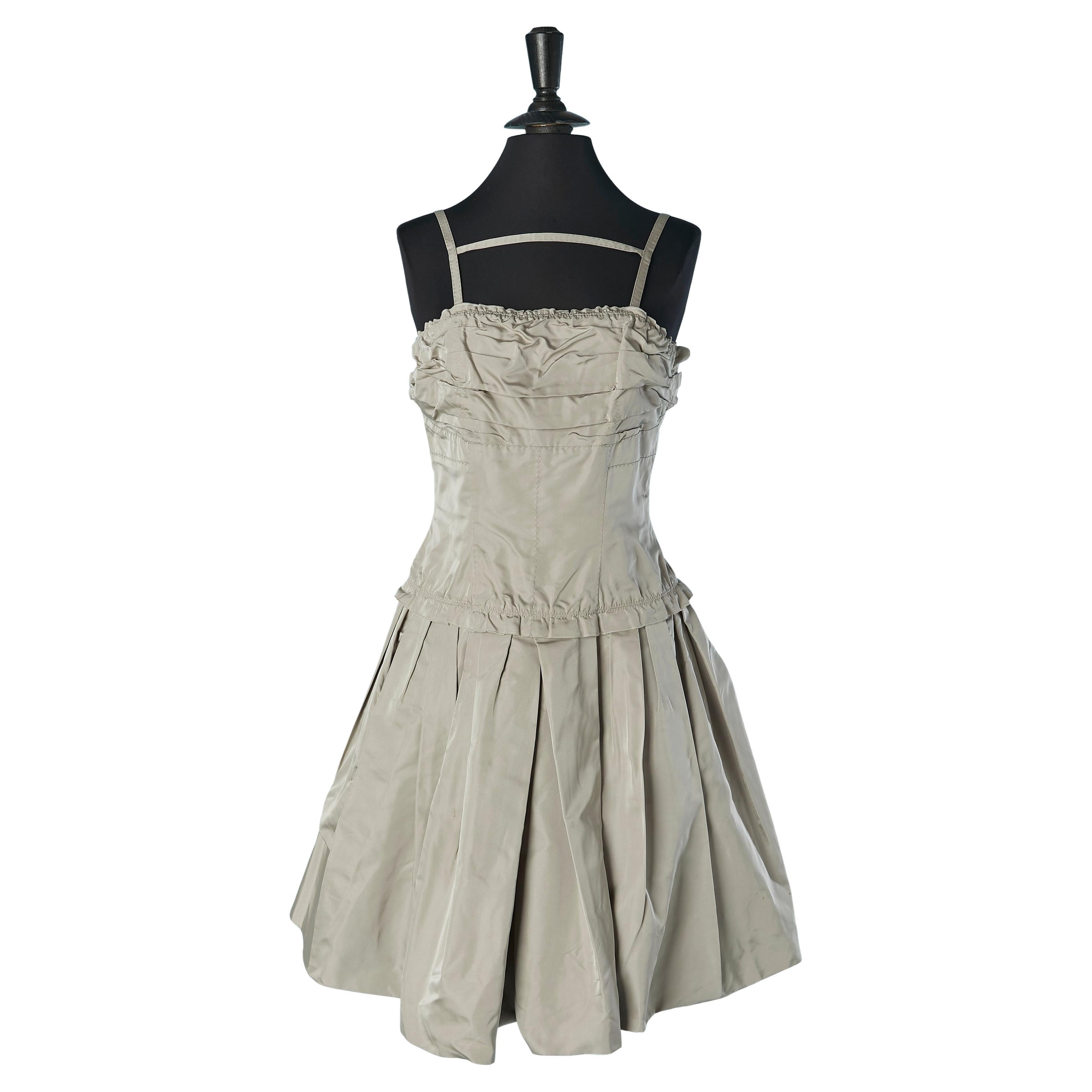 Vestido de cóctel drapeado de seda gris LOUIS VUITTON