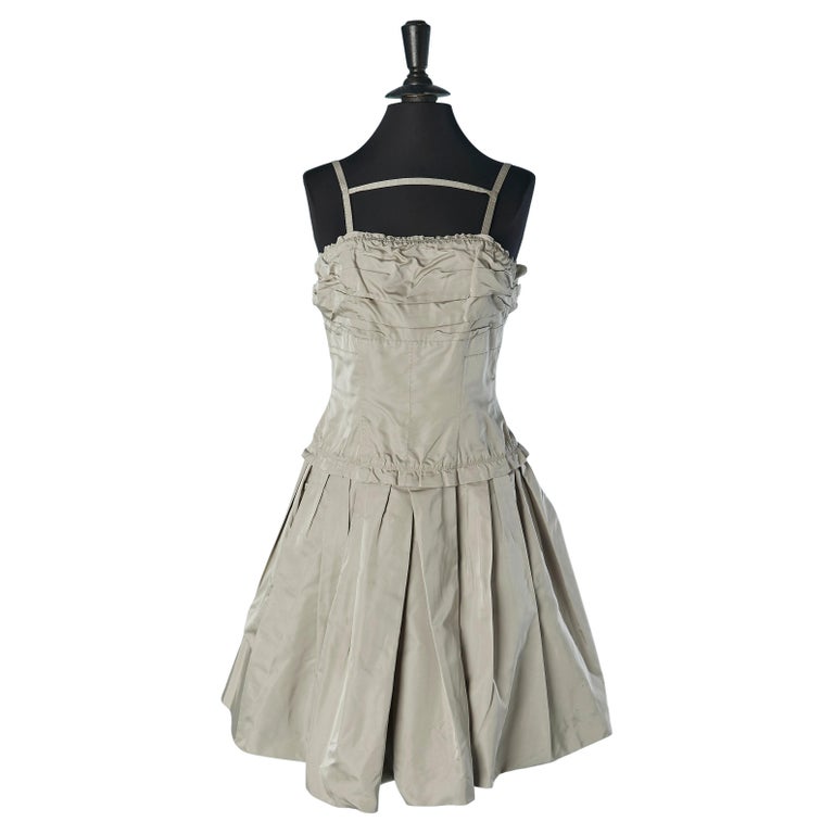 Grey silk draped slip-dress cocktail dress LOUIS VUITTON