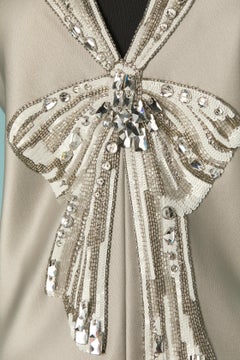 Grey silk satin evening dress with rhinestone beadwork CHANEL