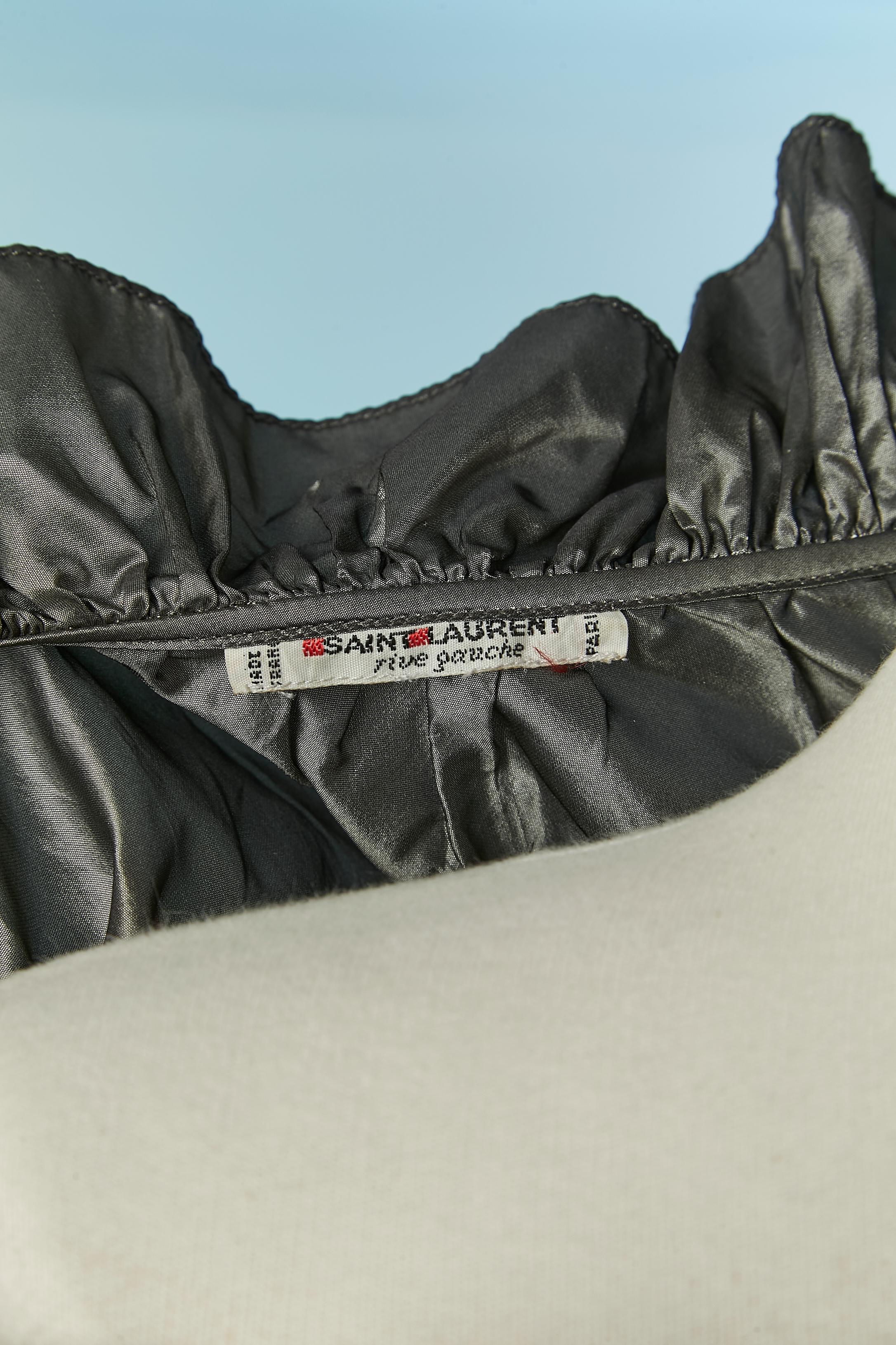 Conjunto de noche de camisa y falda de tafetán de seda gris SAINT LAURENT RIVE GAUCHE en venta 6