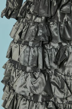 Grey silk taffeta shirt and skirt evening ensemble SAINT LAURENT RIVE GAUCHE