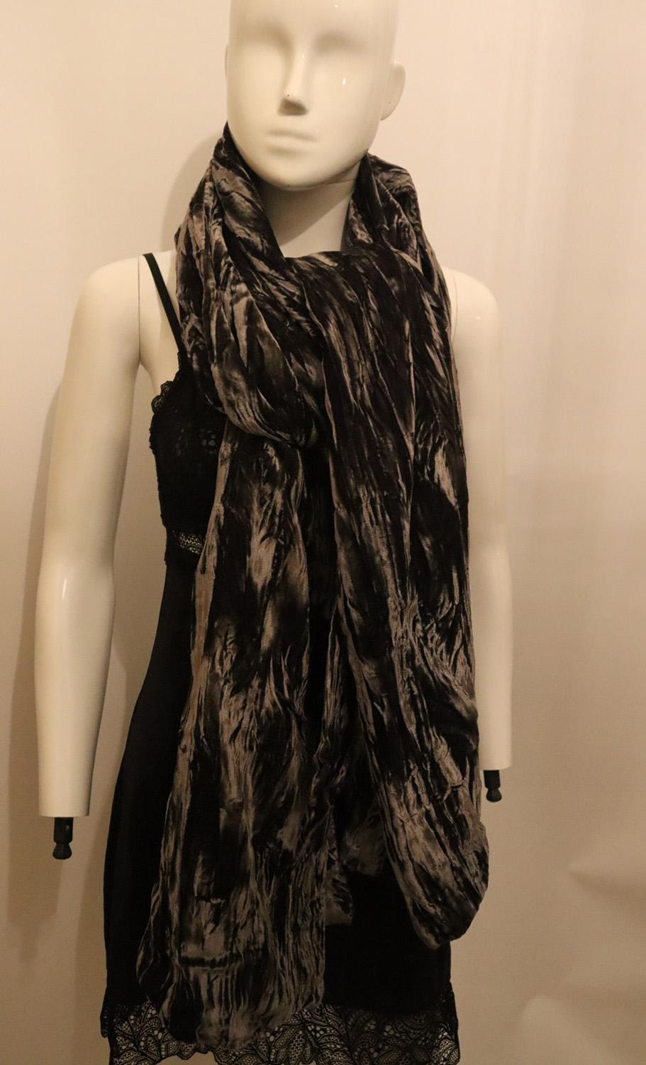 Women's or Men's Grey  Silk Velvet Shawl For Sale