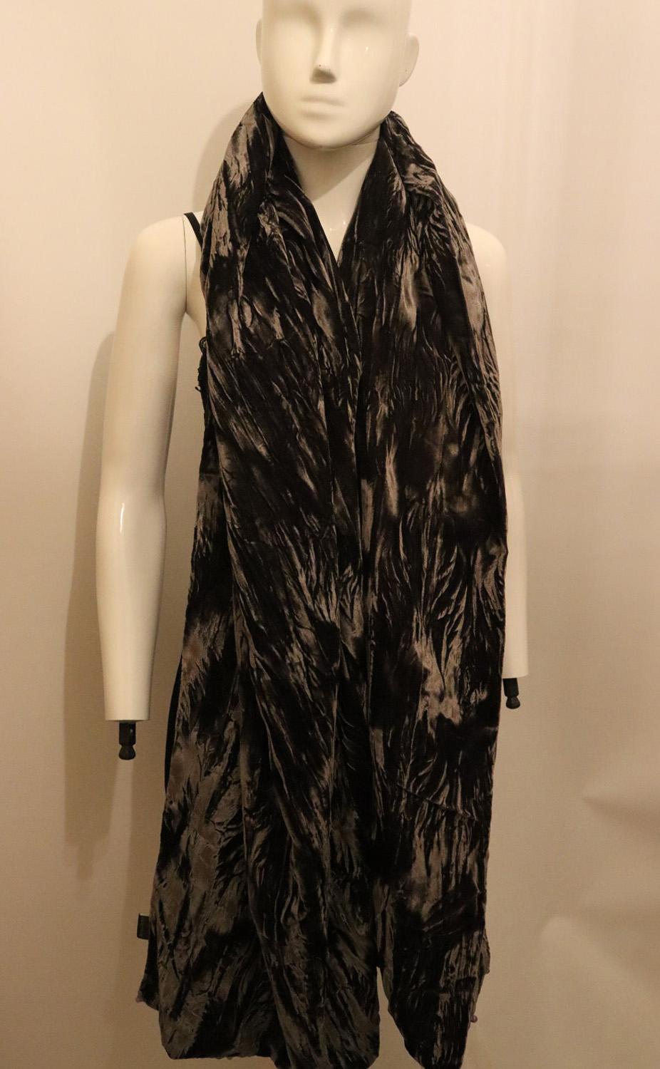 Grey  Silk Velvet Shawl For Sale 1