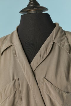 Grey silk wrapped dress Thierry Mugler