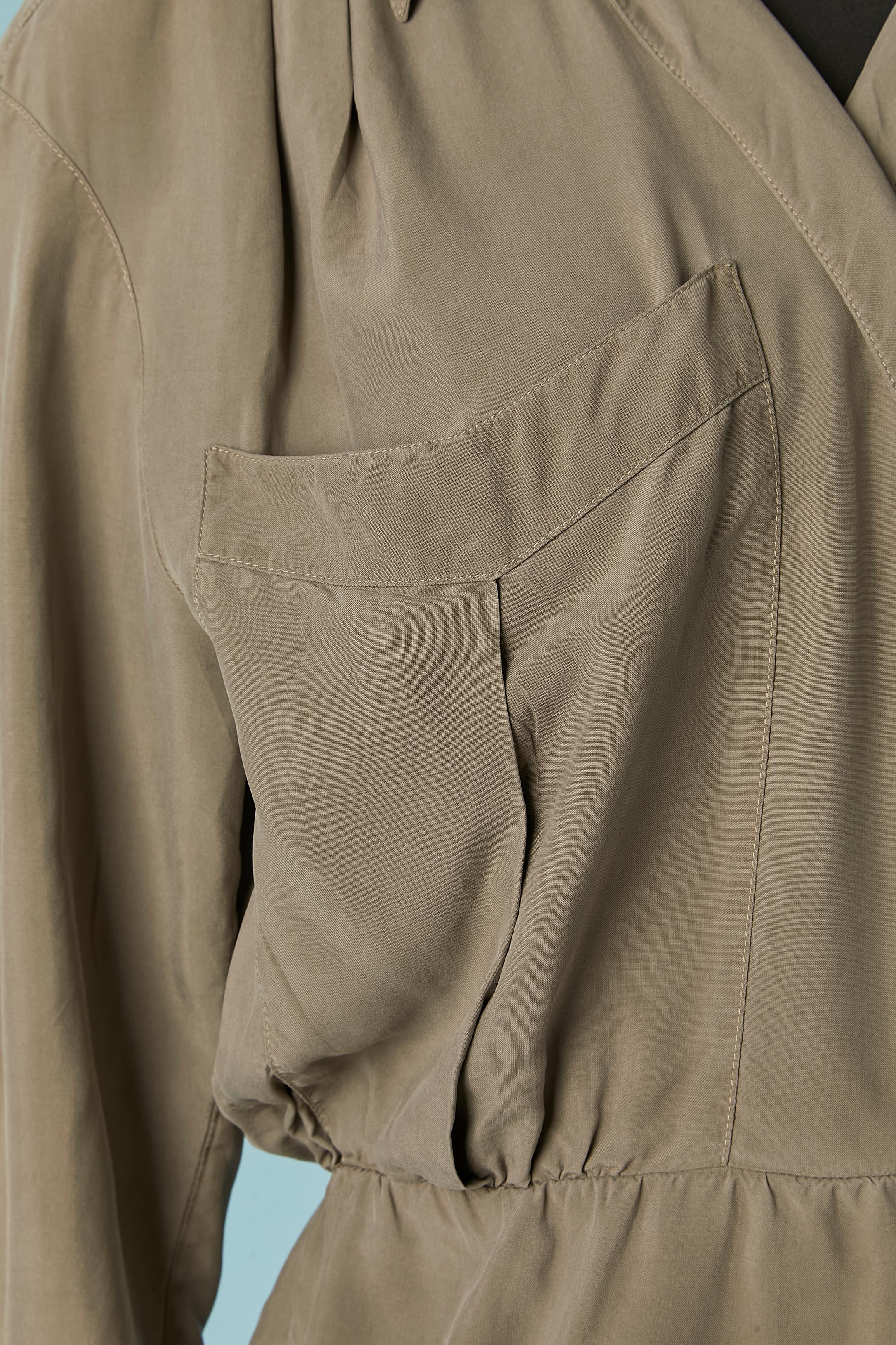 Grey silk wrapped dress Thierry Mugler In Excellent Condition For Sale In Saint-Ouen-Sur-Seine, FR