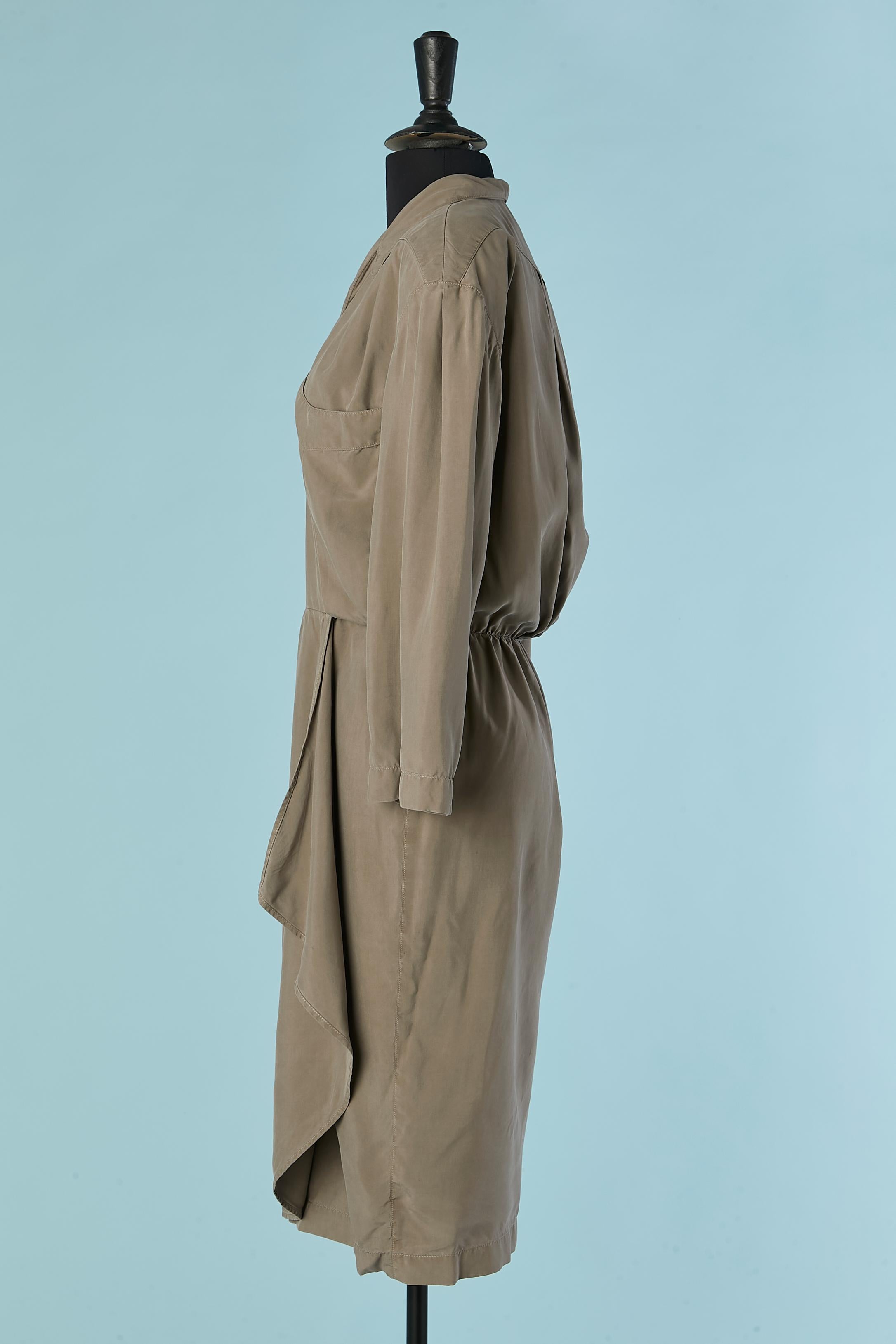 Women's Grey silk wrapped dress Thierry Mugler For Sale