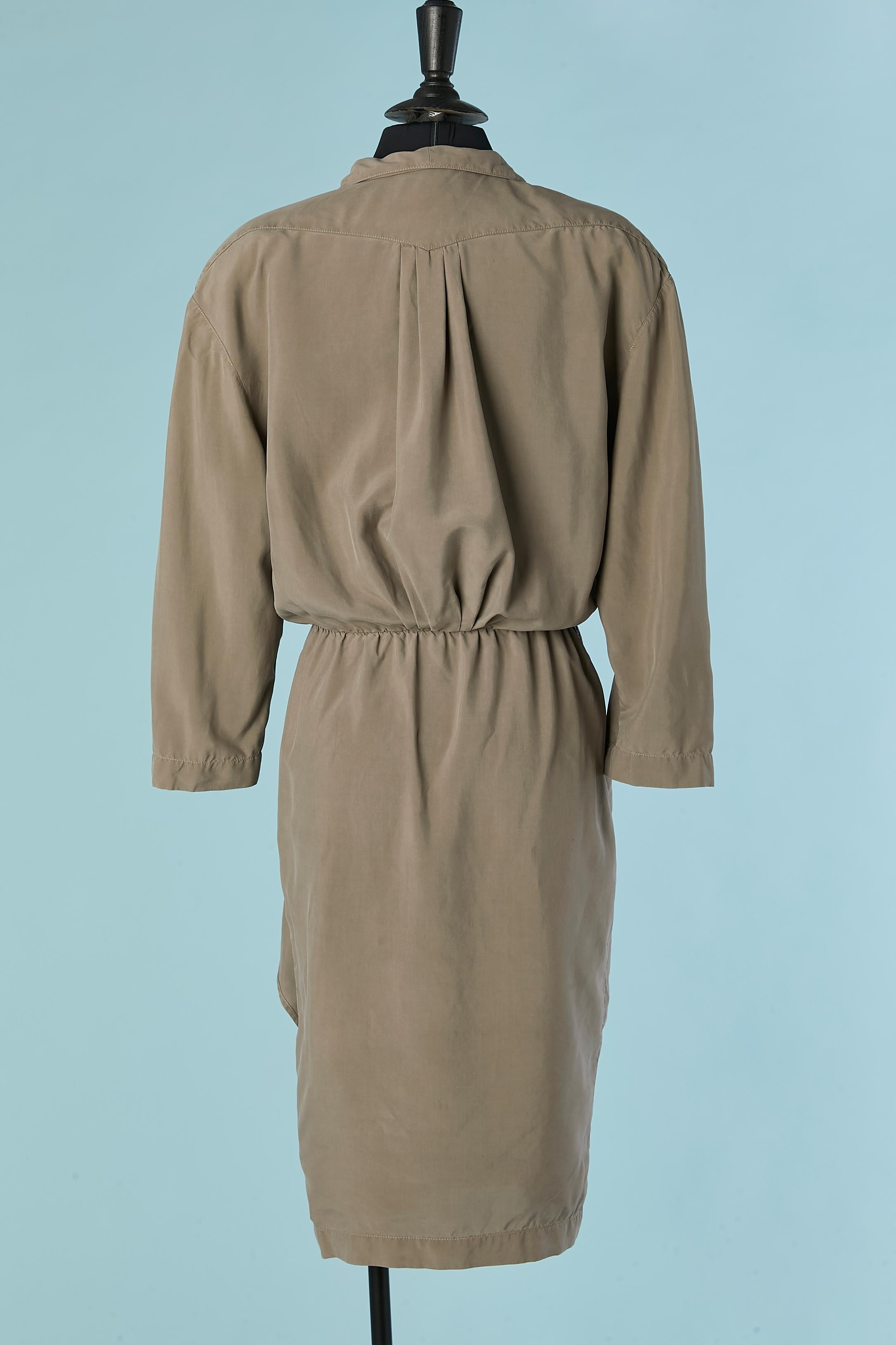 Grey silk wrapped dress Thierry Mugler For Sale 1