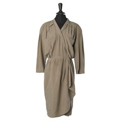 Vintage Grey silk wrapped dress Thierry Mugler