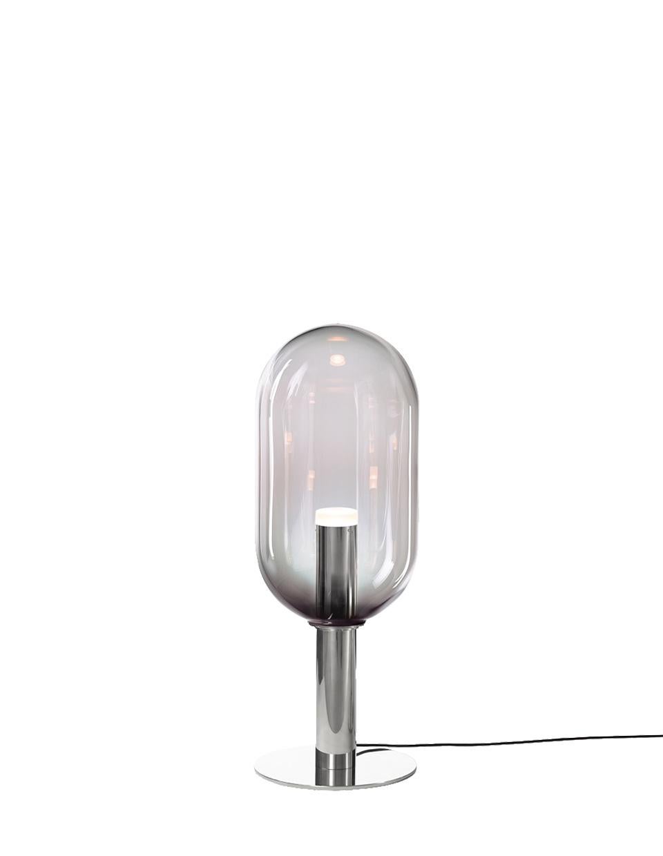 Czech Grey / Silver Crystal Glass Floor Lamp Phenomena by Dechem Studio for Bomma For Sale