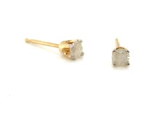 Grey/Silver Diamond Stud Earrings Natural .25ct Mined Round 14K Yellow Gold