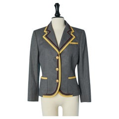 Grey single-breasted flannel jacket with piping John Galliano