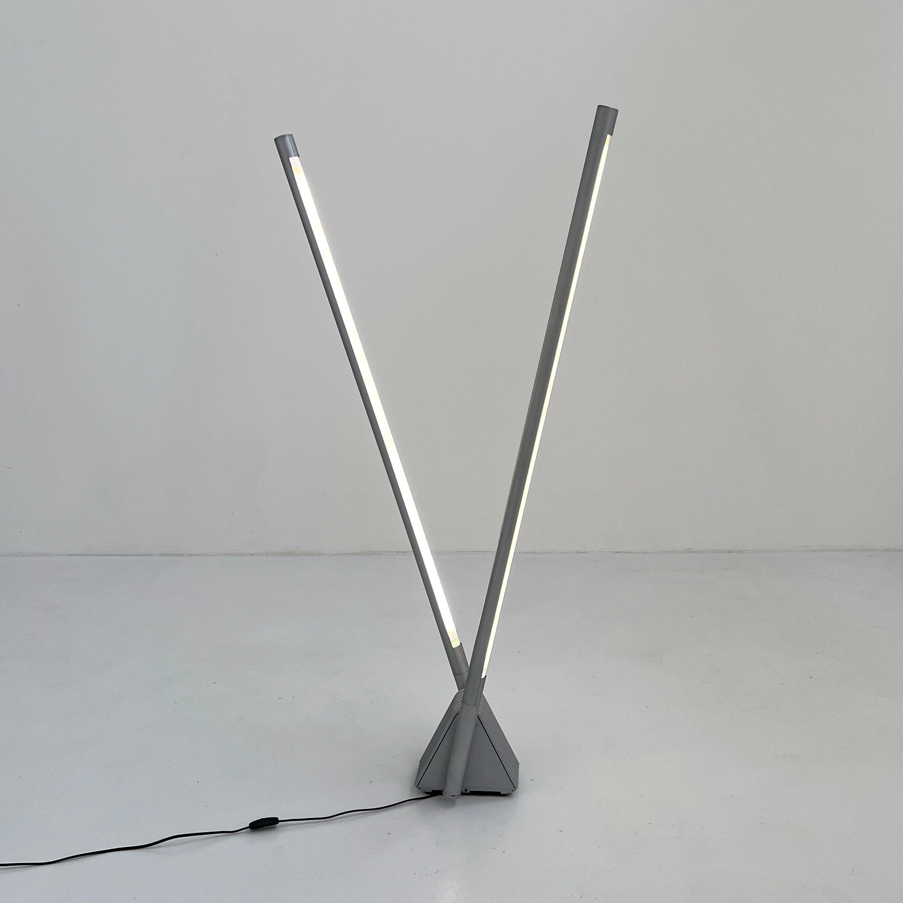 Plastic Grey Sistema Flu Floor Lamp by Rodolfo Bonetto for Luci Italia, 1980s For Sale
