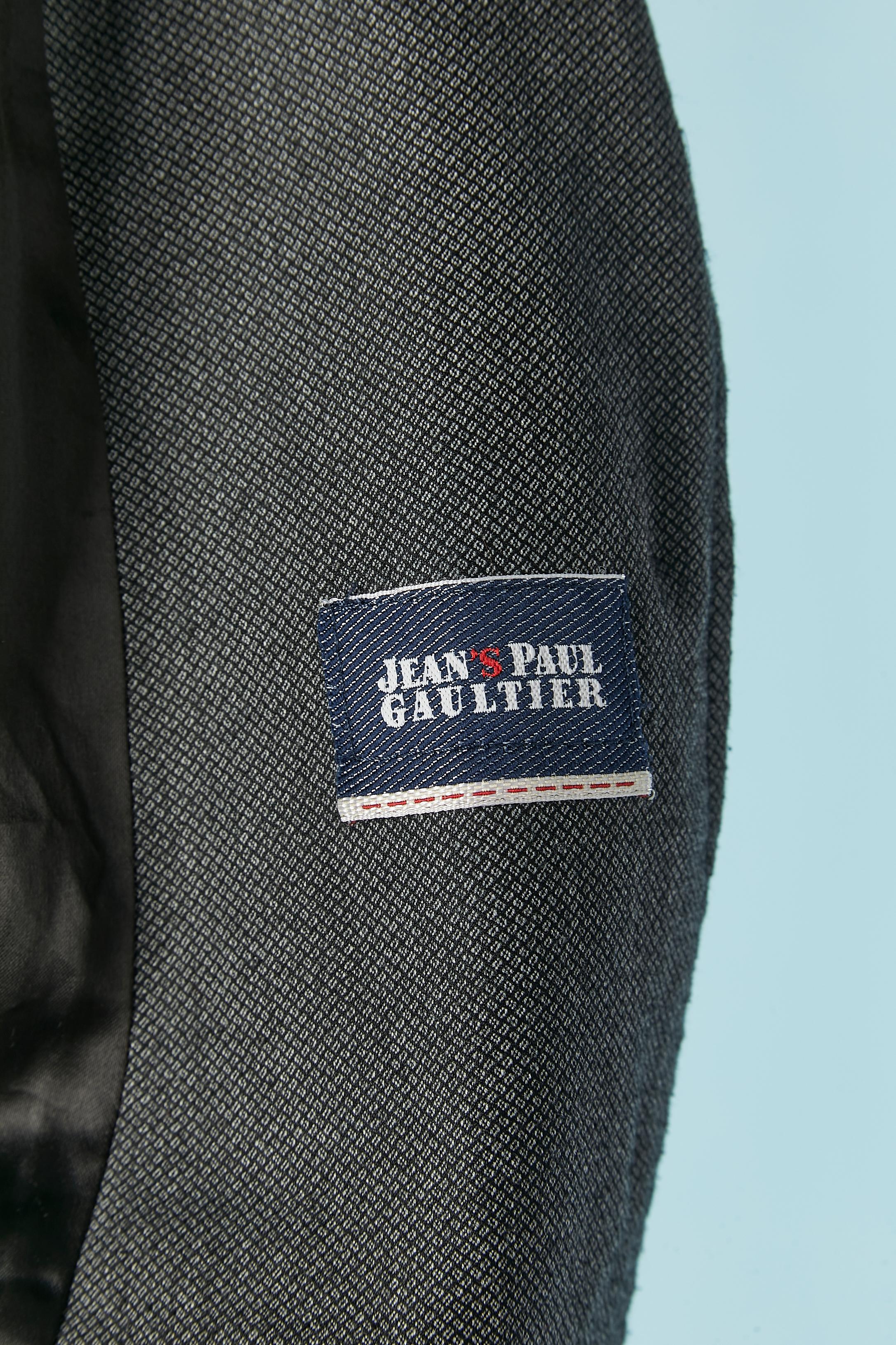 Grauer Rock mit schwarzer Gros-Grain-Applikation Jean Paul Gaultier Jeans im Angebot 5