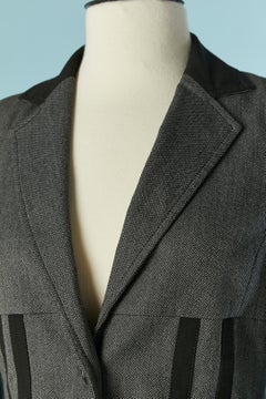 Grey skirt suit with black gros-grain appliqué Jean-Paul Gaultier Jeans