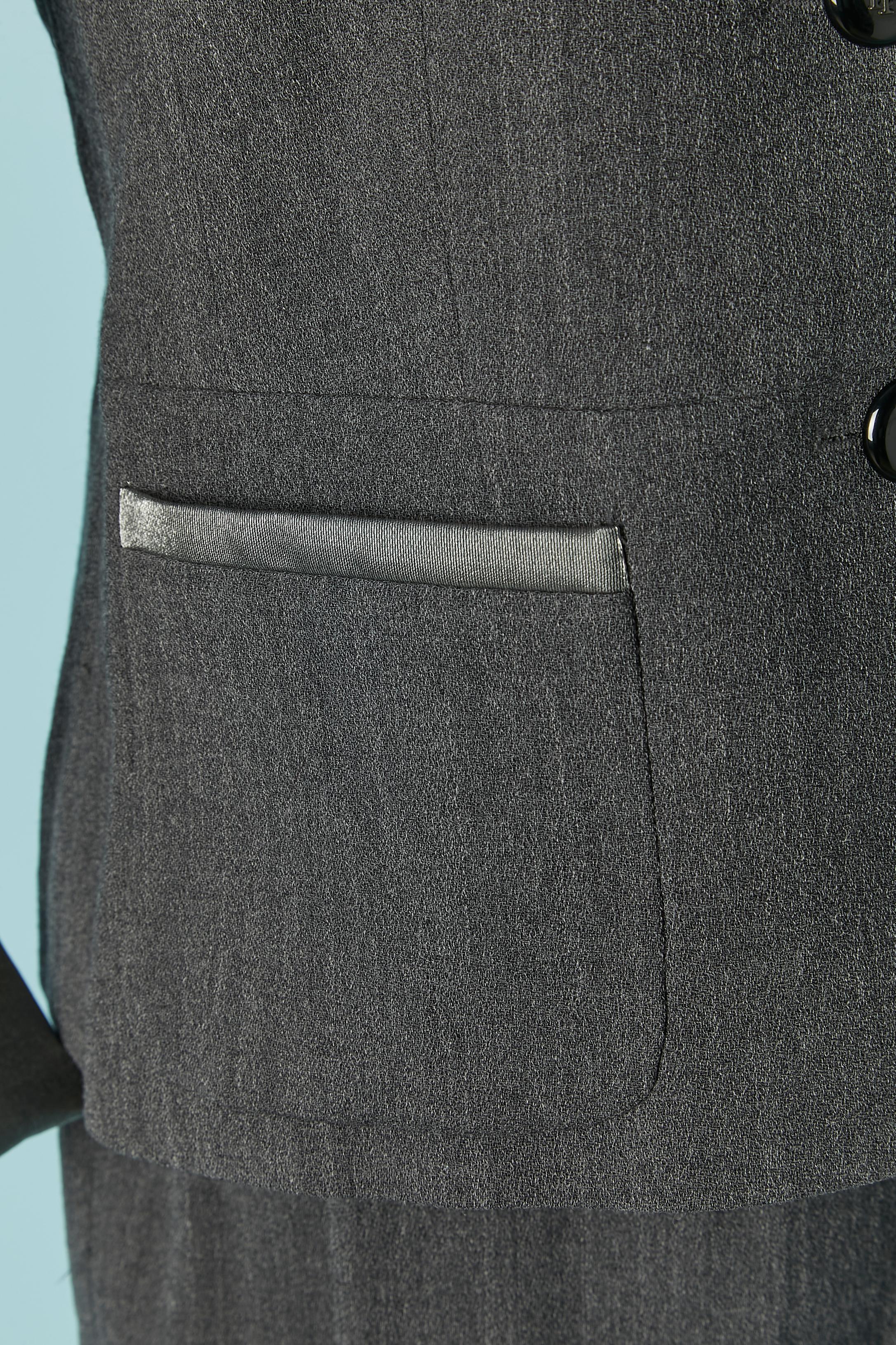 Grey skirt suit with shiny fabric edge LOUIS FERAUD In condizioni ottime in vendita a Saint-Ouen-Sur-Seine, FR